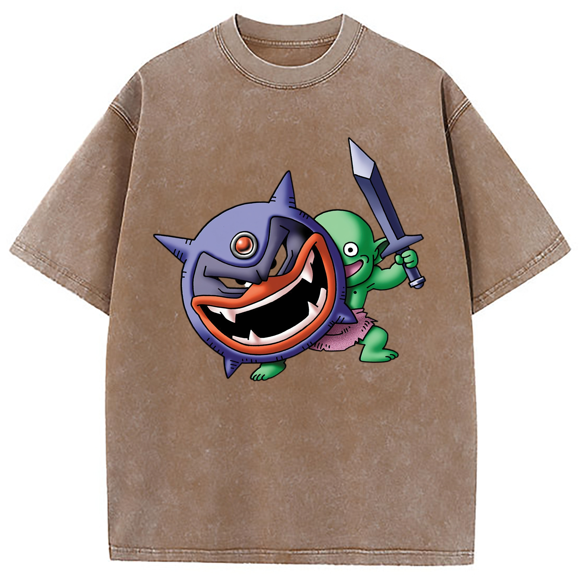 （画像用） ドラゴンクエスト Doragon Kuesuto Dragon Quest 綿100% ヴィンテージ風 半袖Tシャツ（フロントプリント）