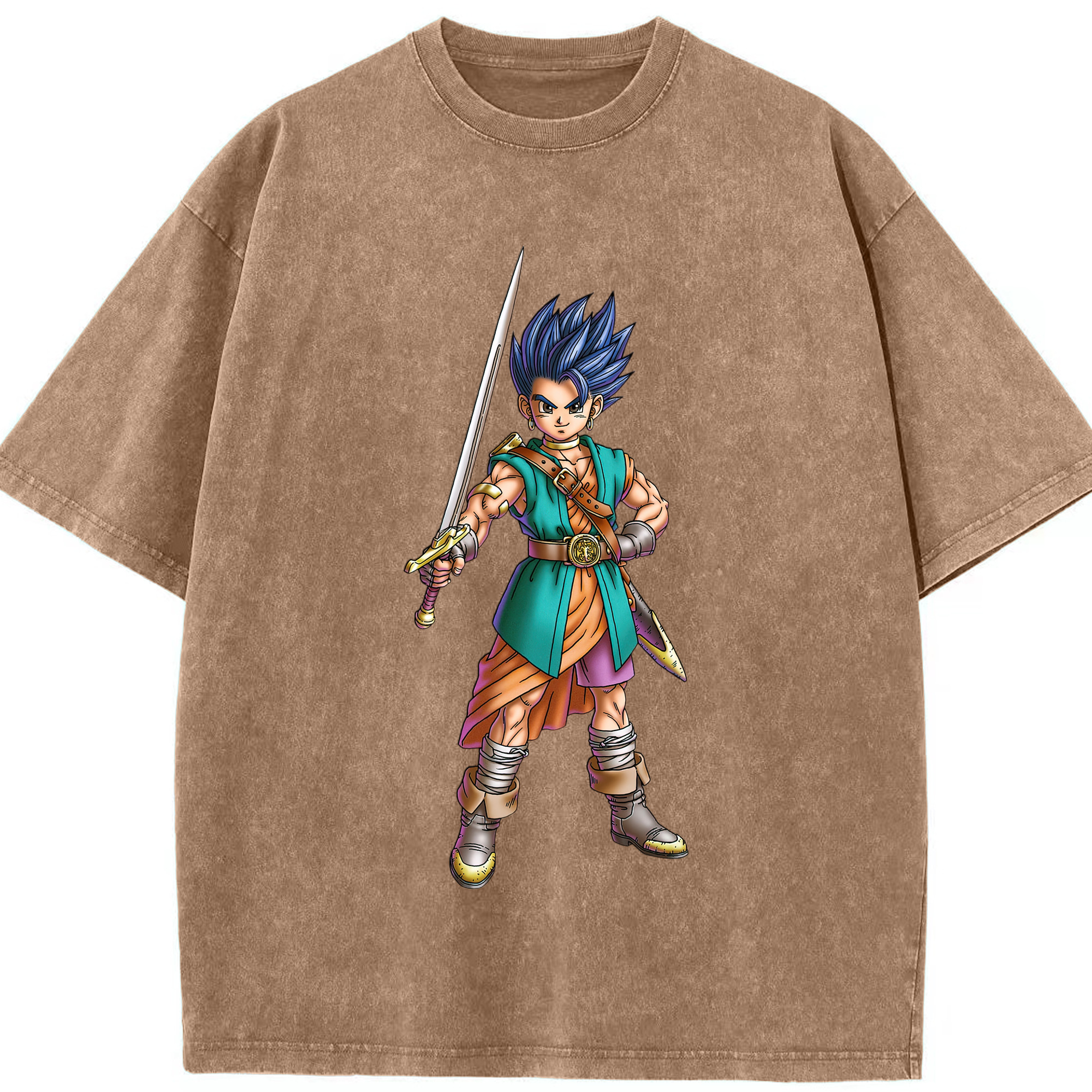 （画像用） ドラゴンクエスト Doragon Kuesuto Dragon Quest 綿100% ヴィンテージ風 半袖Tシャツ（フロントプリント）