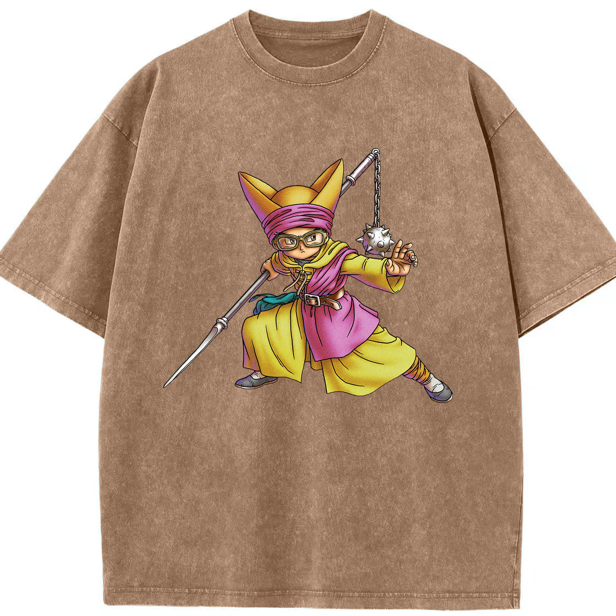 （画像用） ドラゴンクエスト Doragon Kuesuto Dragon Quest 綿100% ヴィンテージ風 半袖Tシャツ（フロントプリント）