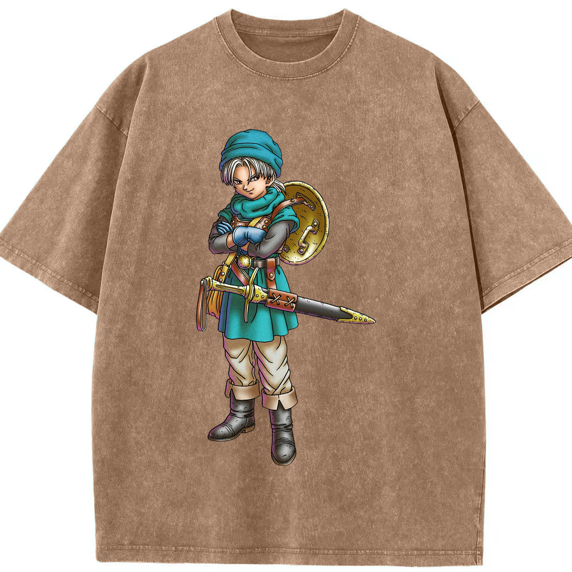 （画像用） ドラゴンクエスト Doragon Kuesuto Dragon Quest 綿100% ヴィンテージ風 半袖Tシャツ（フロントプリント）
