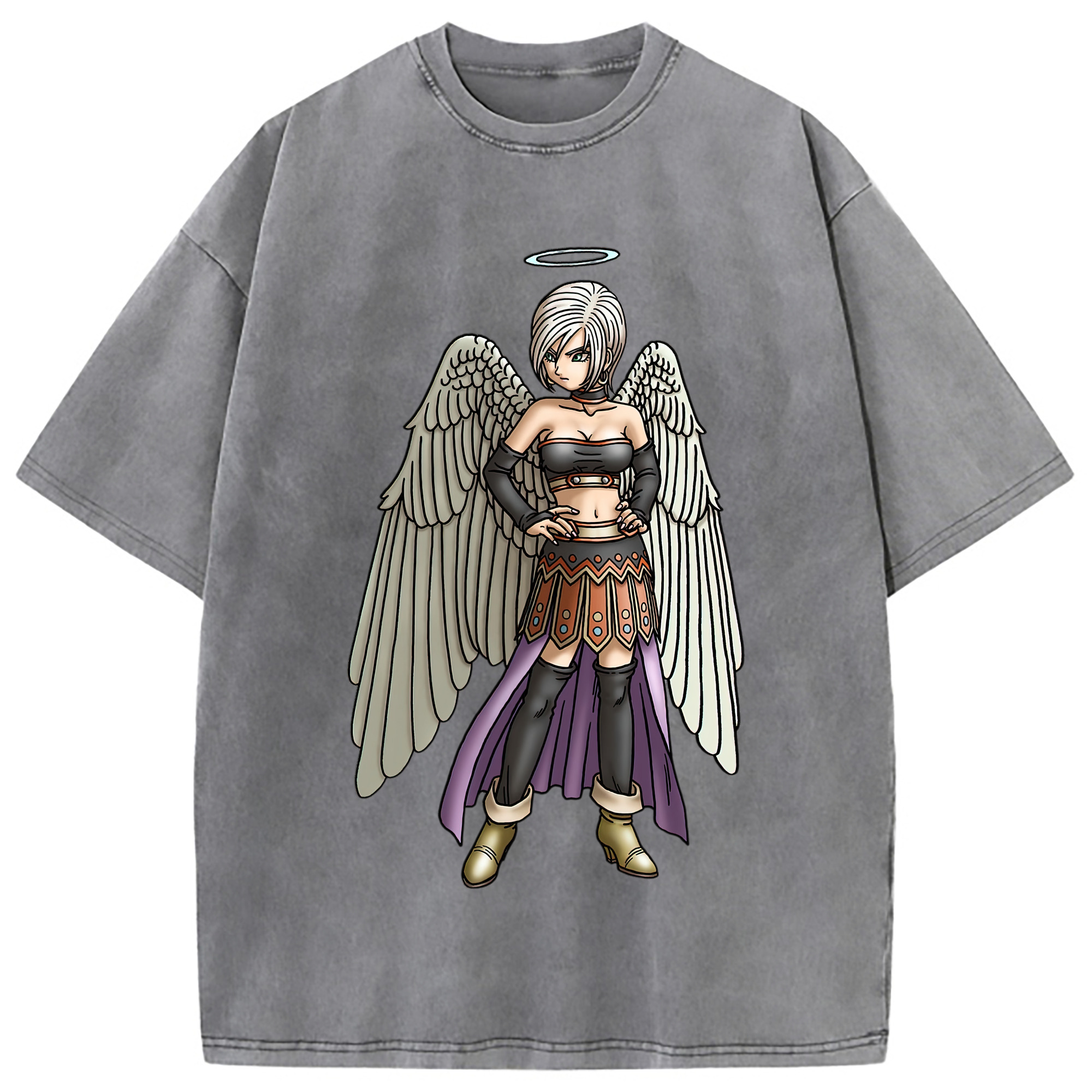 （画像用） ドラゴンクエスト Doragon Kuesuto Dragon Quest 綿100% ヴィンテージ風 半袖Tシャツ（フロントプリント）