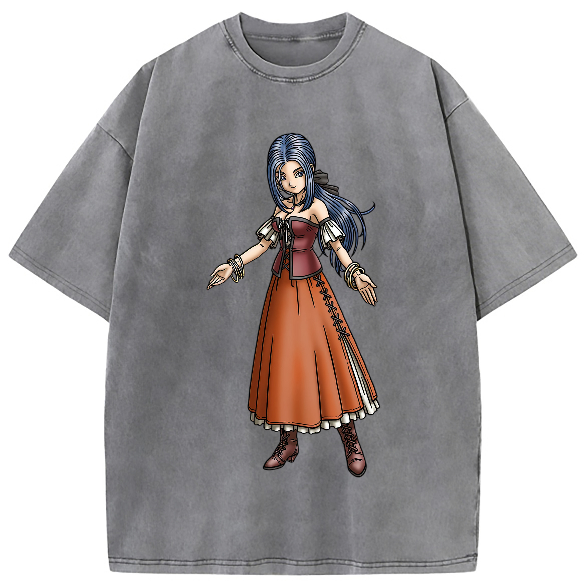 （画像用） ドラゴンクエスト Doragon Kuesuto Dragon Quest 綿100% ヴィンテージ風 半袖Tシャツ（フロントプリント）