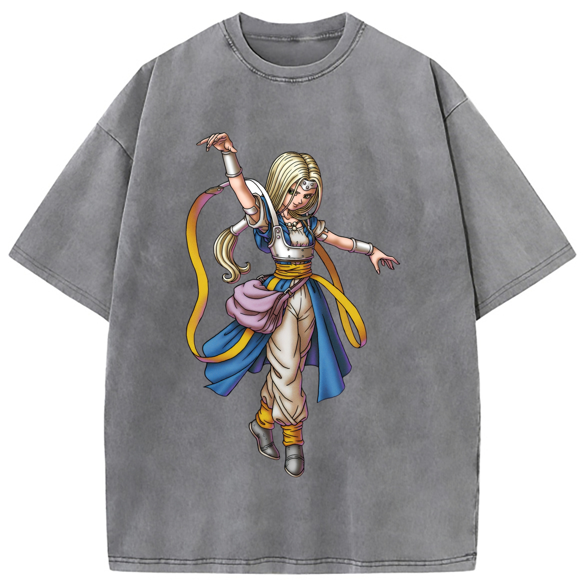 （画像用） ドラゴンクエスト Doragon Kuesuto Dragon Quest 綿100% ヴィンテージ風 半袖Tシャツ（フロントプリント）
