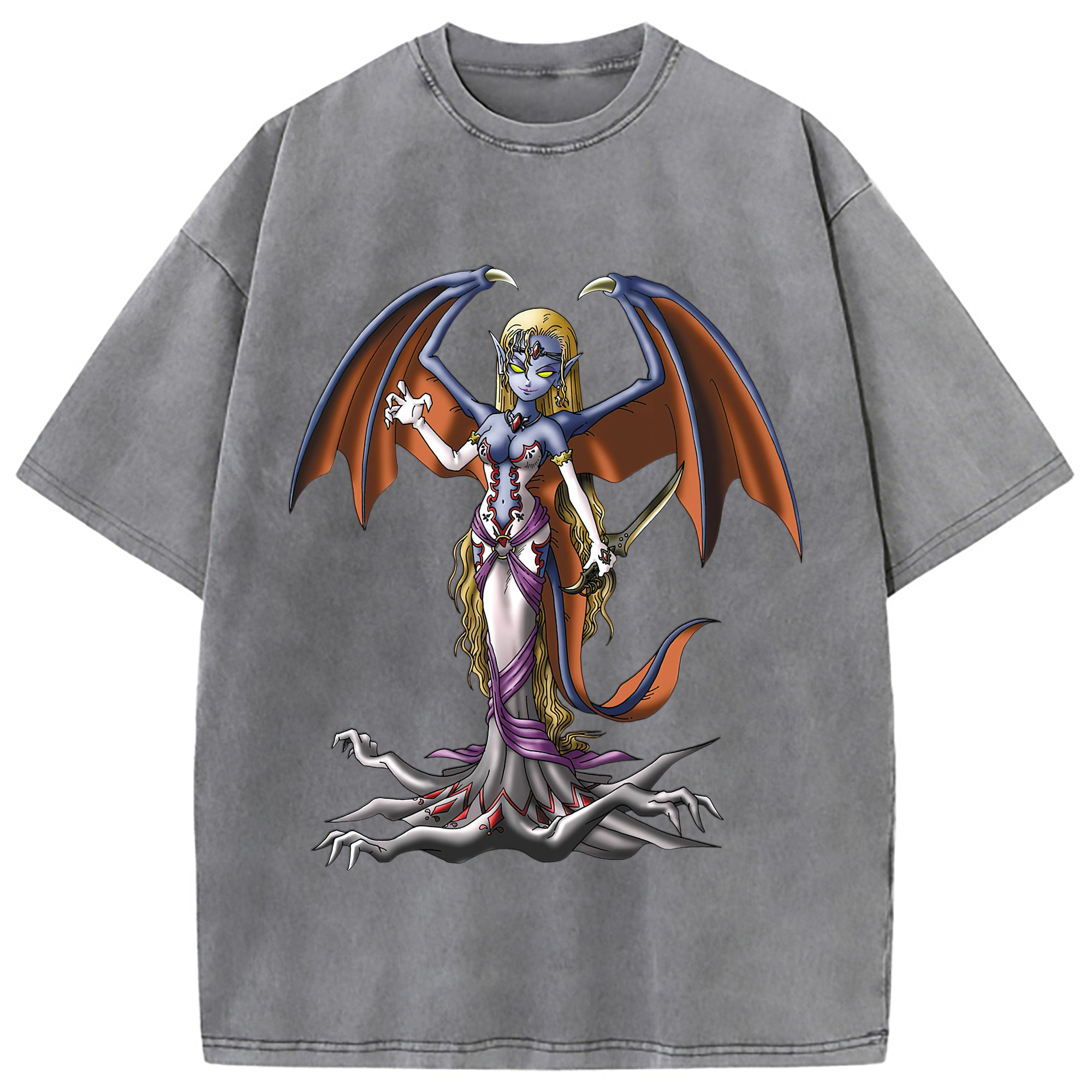 （画像用） ドラゴンクエスト Doragon Kuesuto Dragon Quest 綿100% ヴィンテージ風 半袖Tシャツ（フロントプリント）