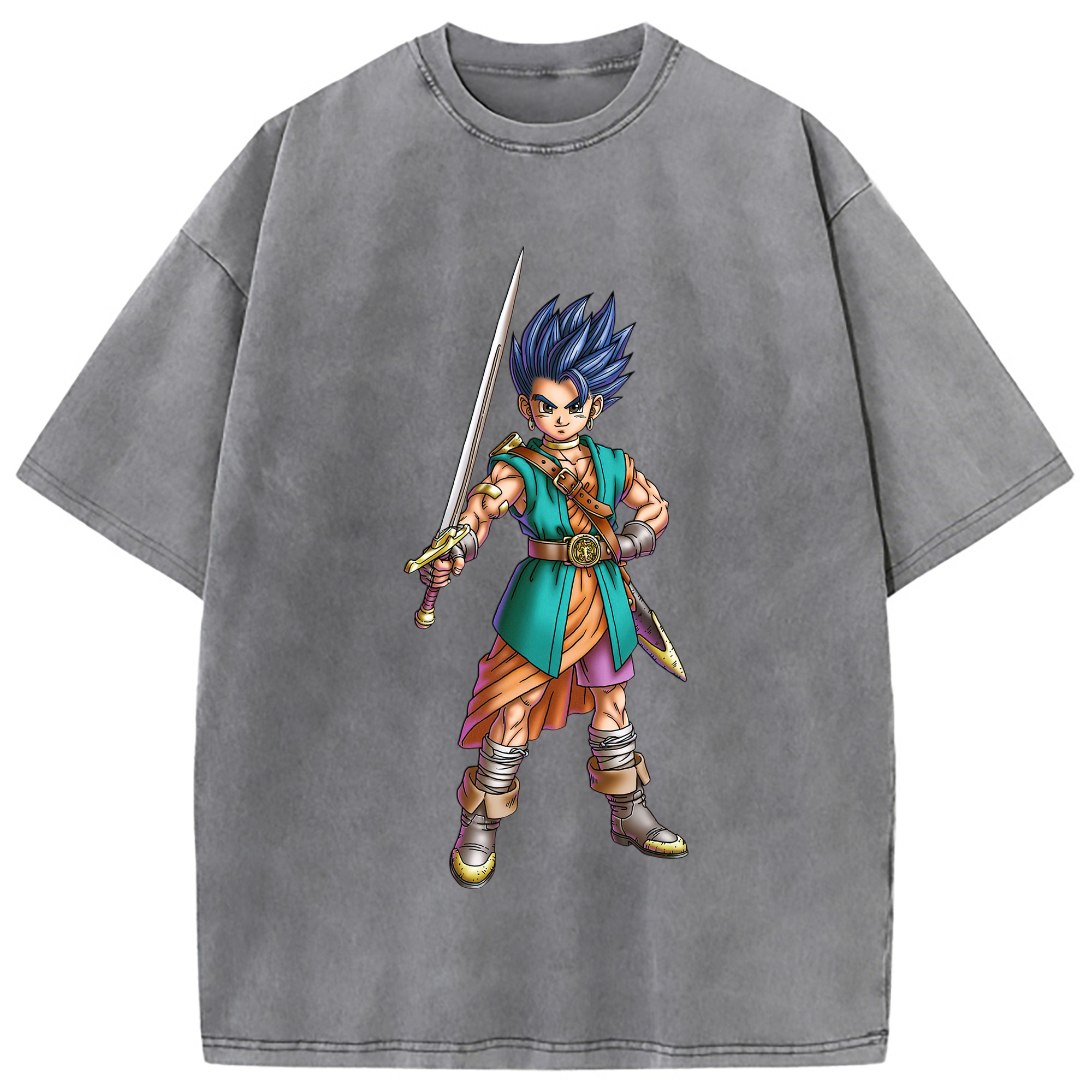 （画像用） ドラゴンクエスト Doragon Kuesuto Dragon Quest 綿100% ヴィンテージ風 半袖Tシャツ（フロントプリント）