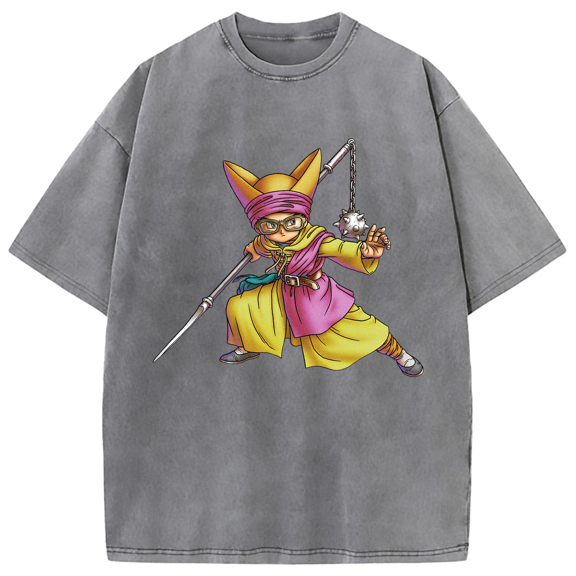 （画像用） ドラゴンクエスト Doragon Kuesuto Dragon Quest 綿100% ヴィンテージ風 半袖Tシャツ（フロントプリント）