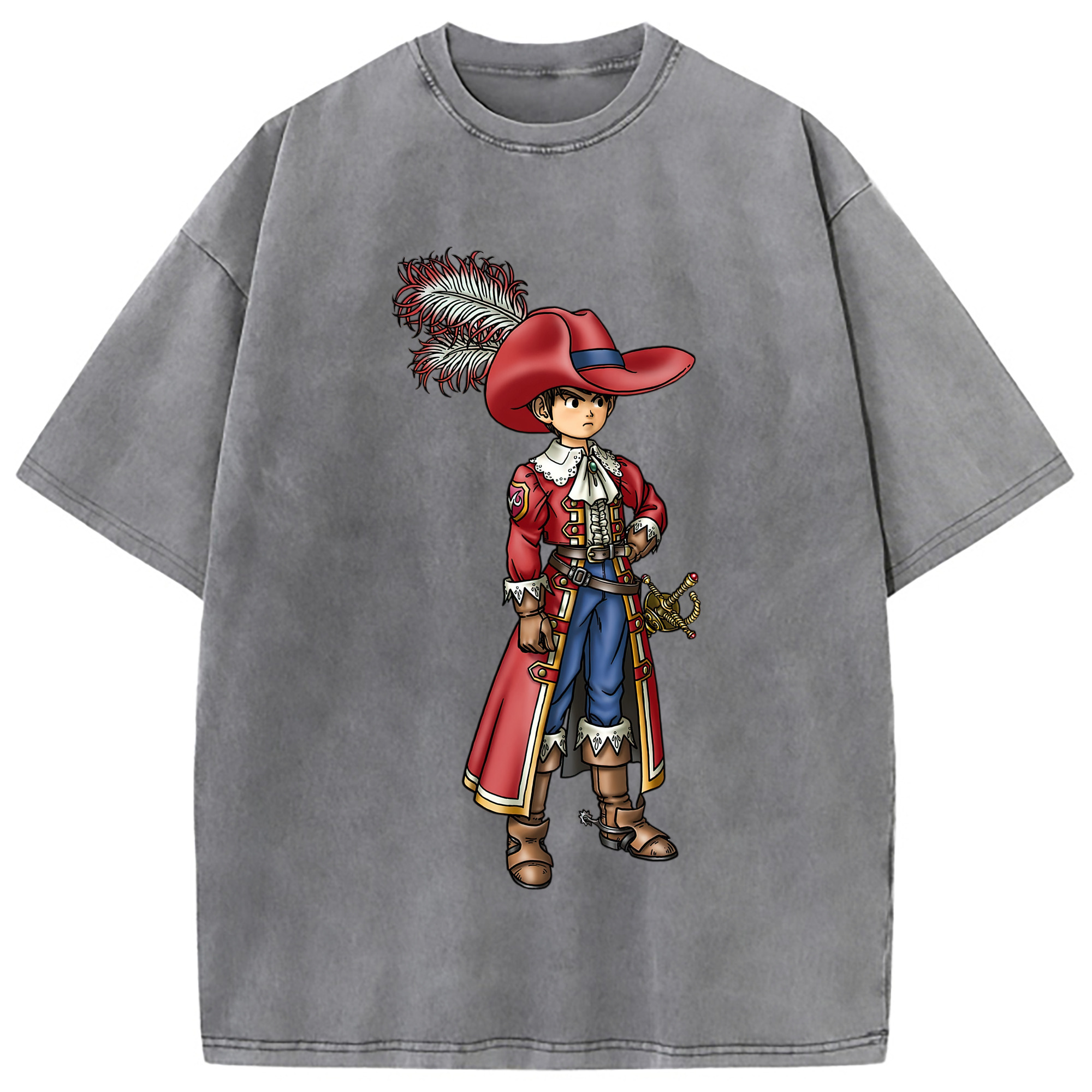（画像用） ドラゴンクエスト Doragon Kuesuto Dragon Quest 綿100% ヴィンテージ風 半袖Tシャツ（フロントプリント）