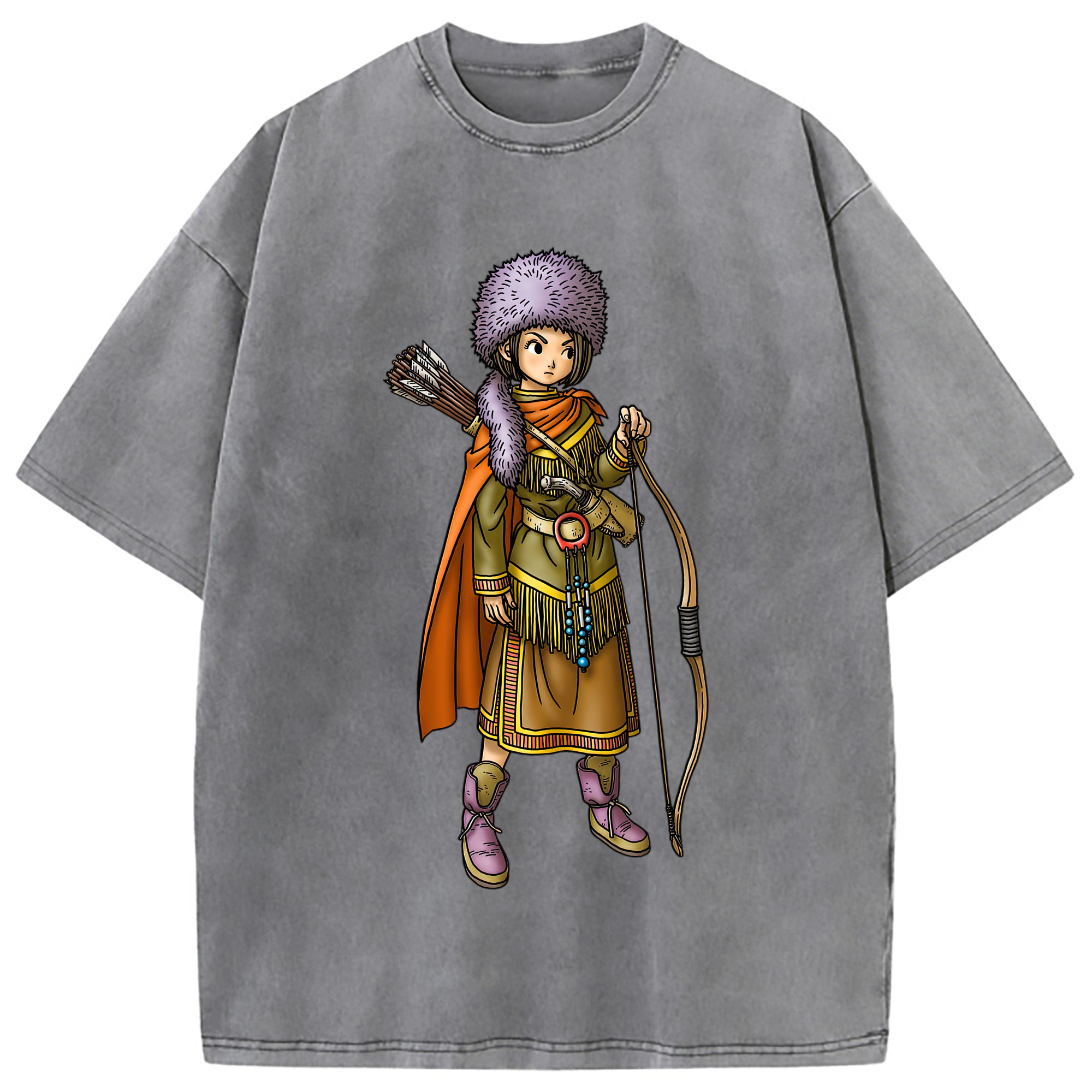 （画像用） ドラゴンクエスト Doragon Kuesuto Dragon Quest 綿100% ヴィンテージ風 半袖Tシャツ（フロントプリント）