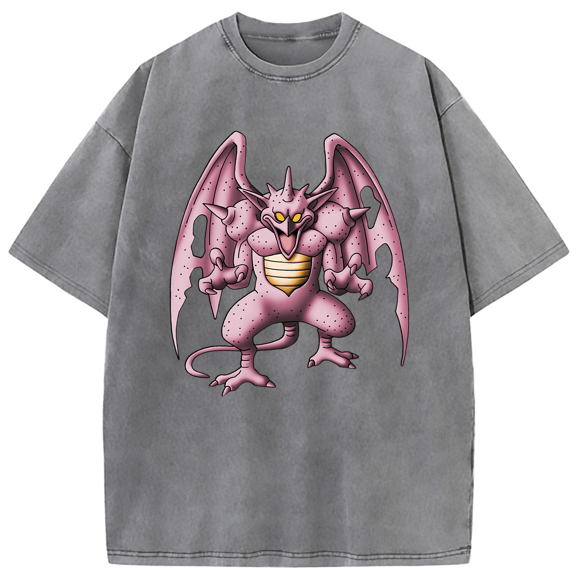 （画像用） ドラゴンクエスト Doragon Kuesuto Dragon Quest 綿100% ヴィンテージ風 半袖Tシャツ（フロントプリント）