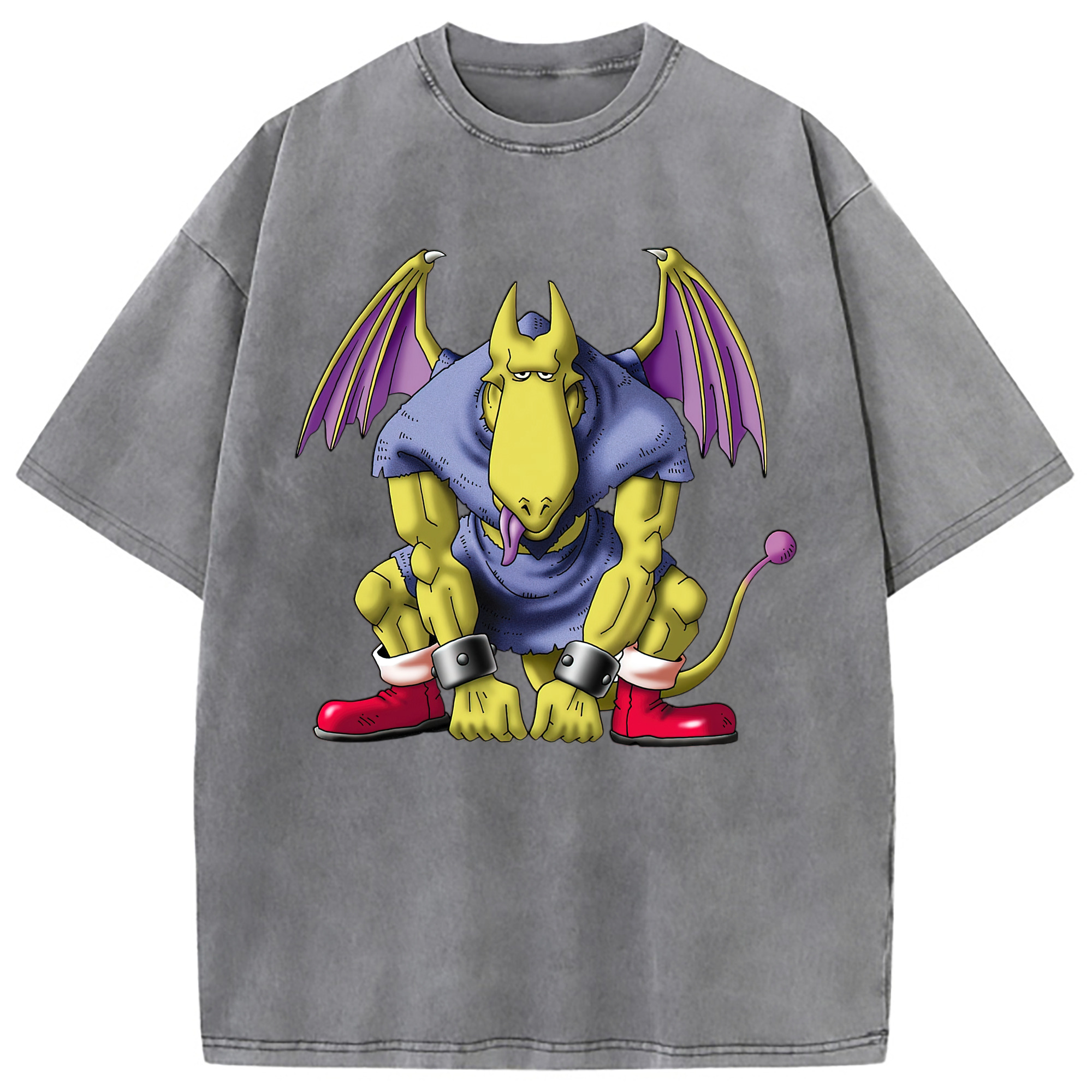 （画像用） ドラゴンクエスト Doragon Kuesuto Dragon Quest 綿100% ヴィンテージ風 半袖Tシャツ（フロントプリント）