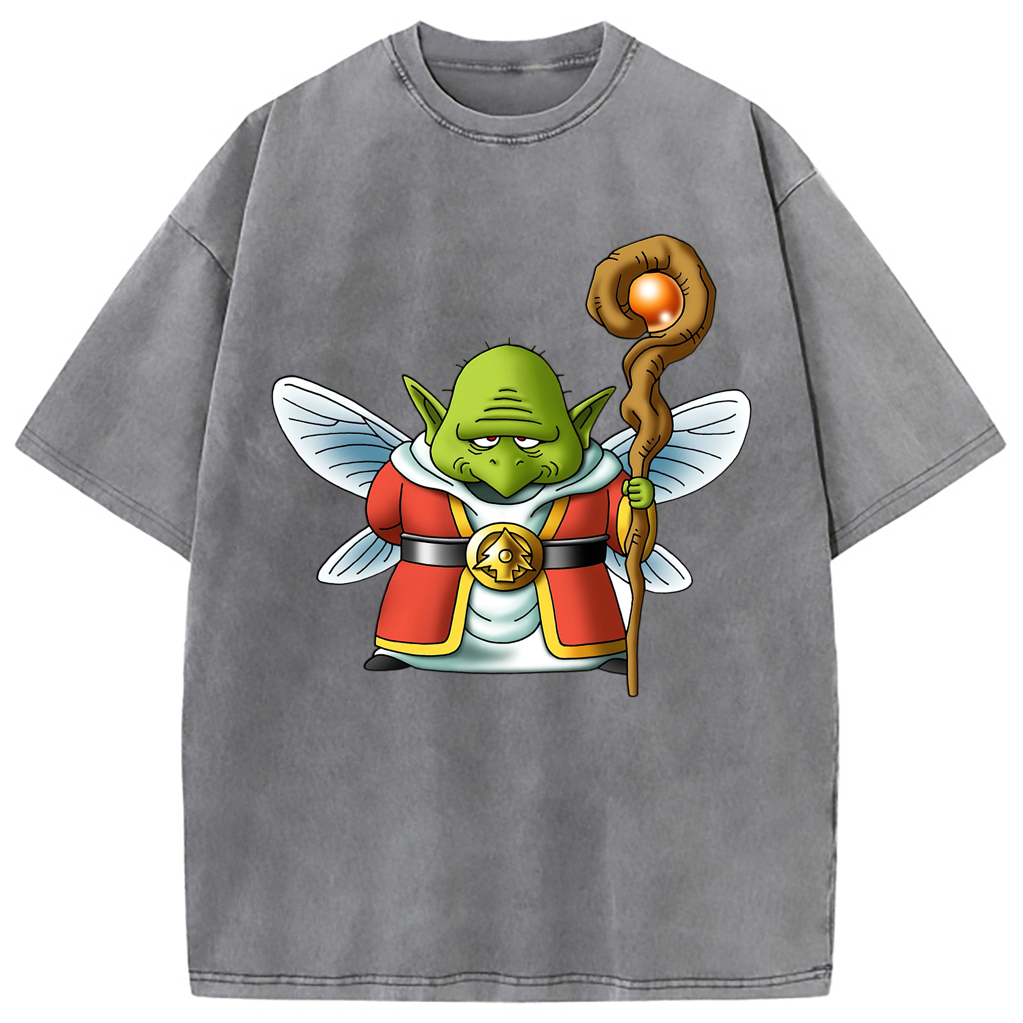 （画像用） ドラゴンクエスト Doragon Kuesuto Dragon Quest 綿100% ヴィンテージ風 半袖Tシャツ（フロントプリント）