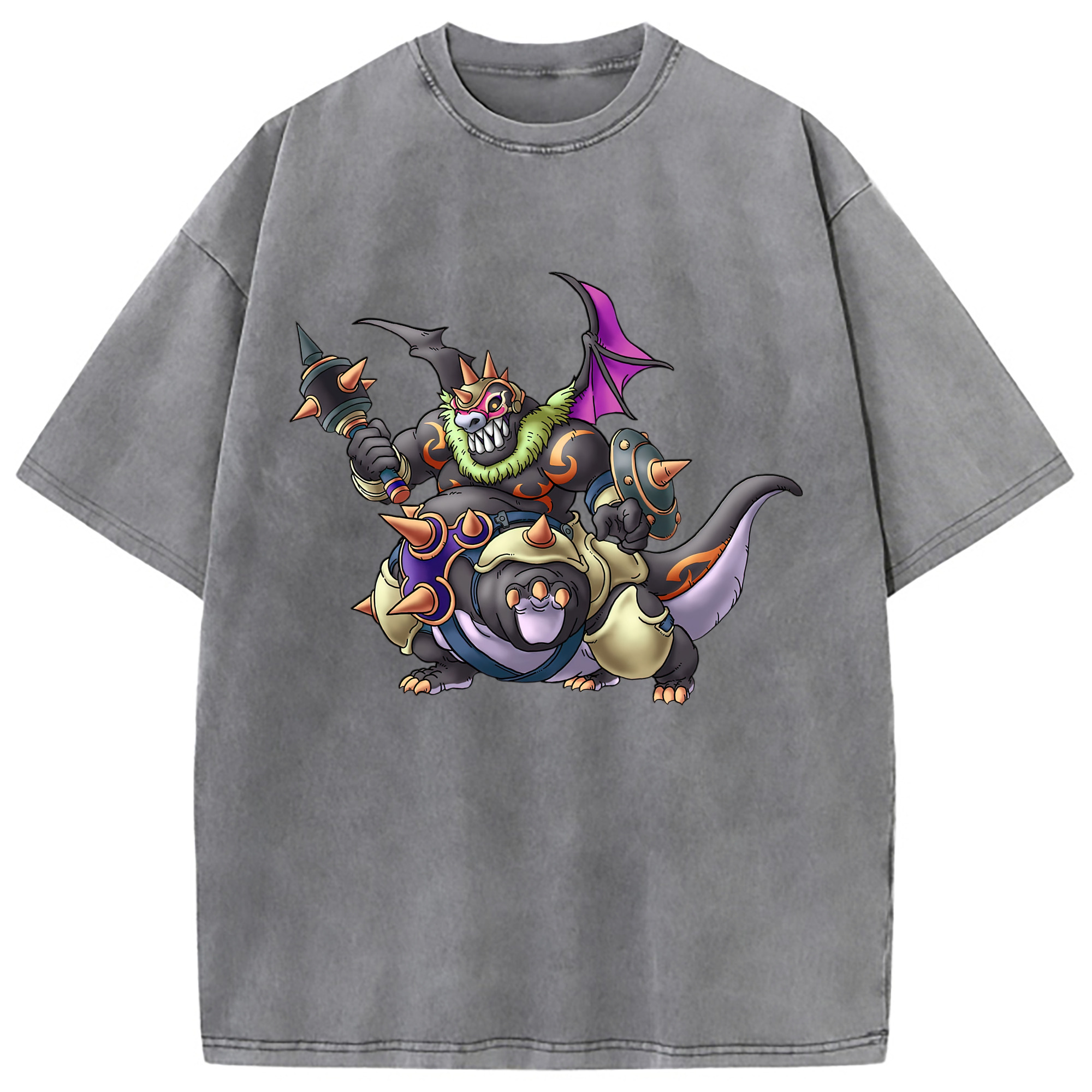 （画像用） ドラゴンクエスト Doragon Kuesuto Dragon Quest 綿100% ヴィンテージ風 半袖Tシャツ（フロントプリント）