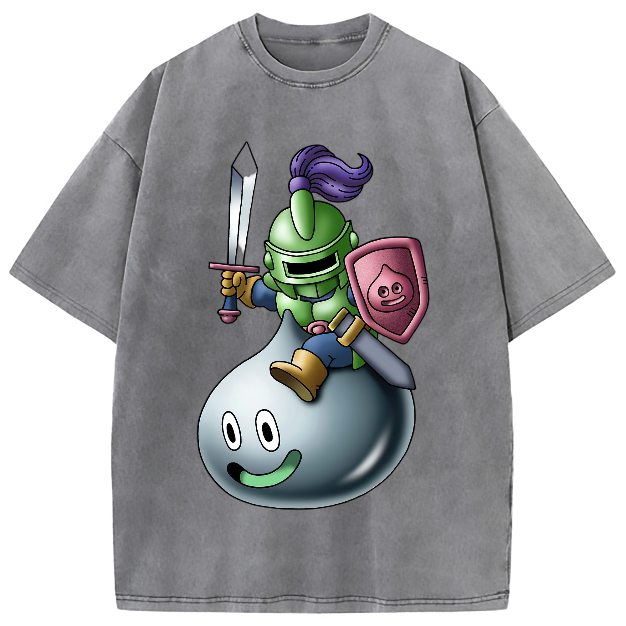 （画像用） ドラゴンクエスト Doragon Kuesuto Dragon Quest 綿100% ヴィンテージ風 半袖Tシャツ（フロントプリント）