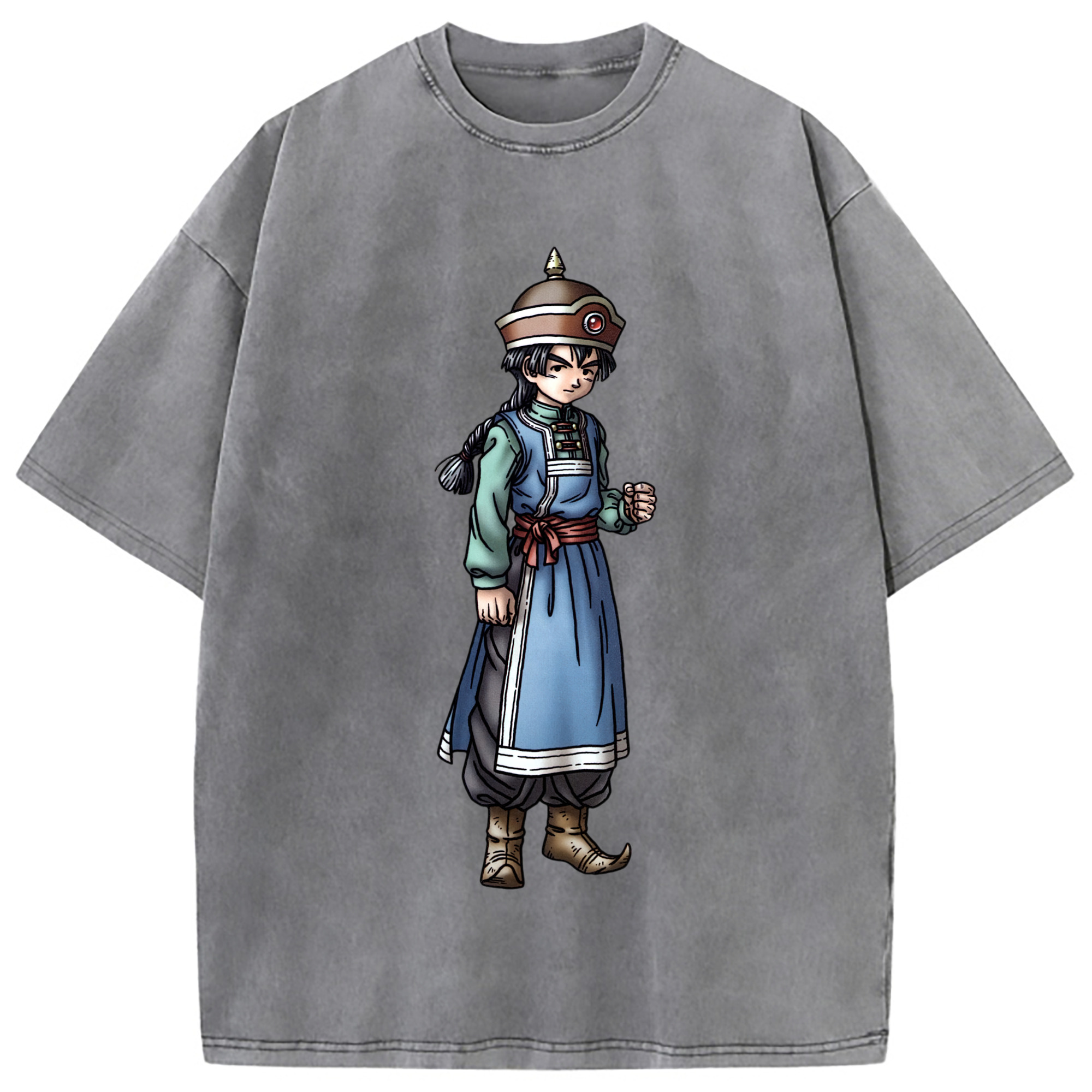 （画像用） ドラゴンクエスト Doragon Kuesuto Dragon Quest 綿100% ヴィンテージ風 半袖Tシャツ（フロントプリント）