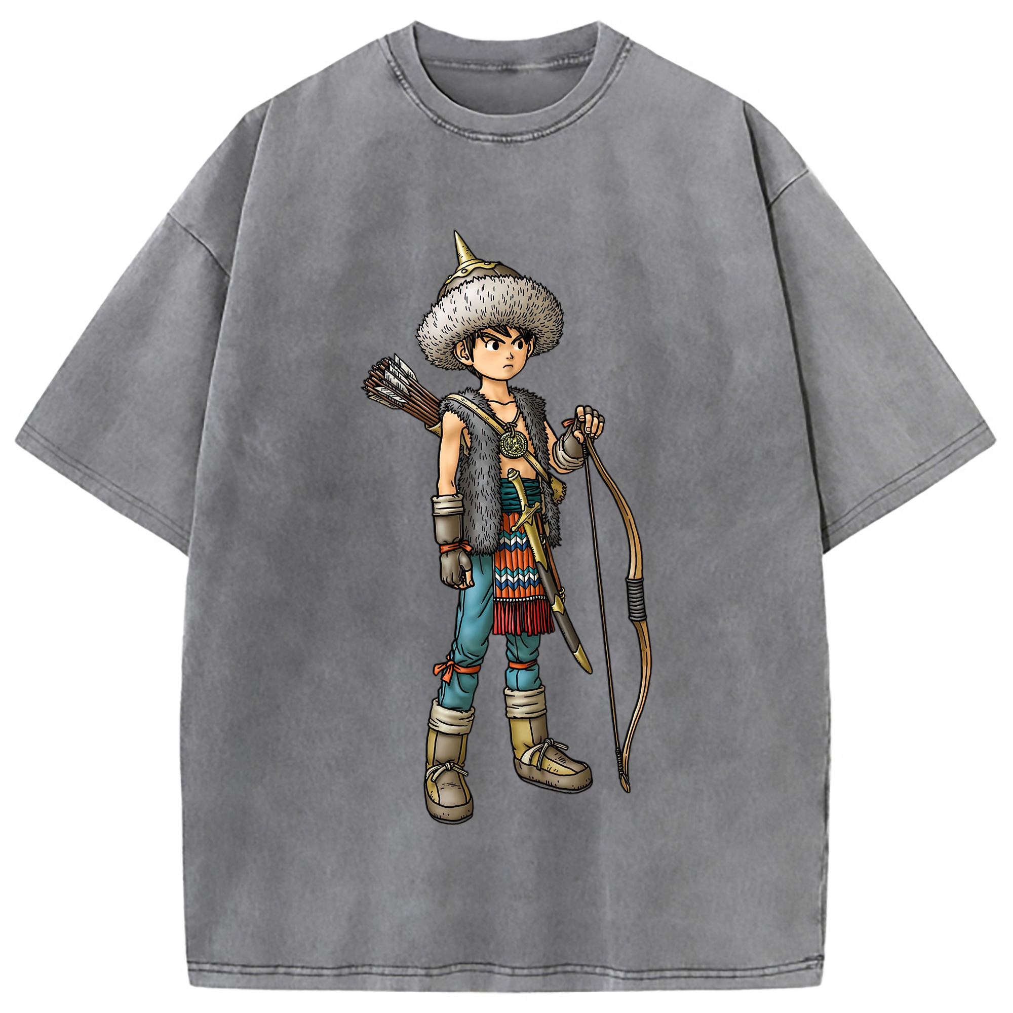 （画像用） ドラゴンクエスト Doragon Kuesuto Dragon Quest 綿100% ヴィンテージ風 半袖Tシャツ（フロントプリント）