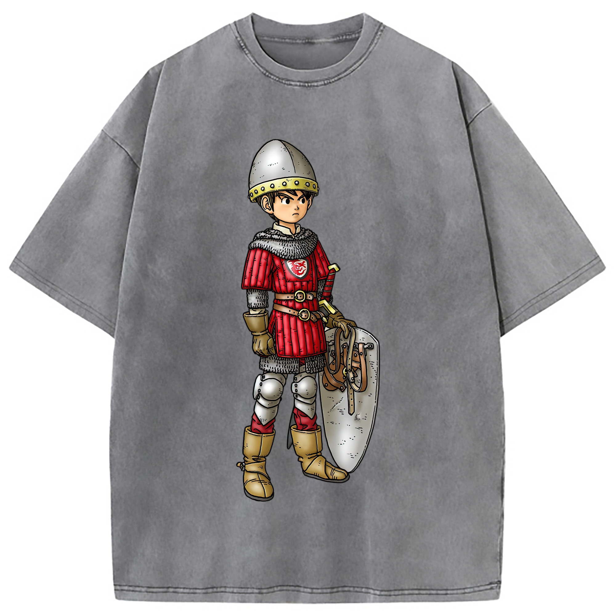 （画像用） ドラゴンクエスト Doragon Kuesuto Dragon Quest 綿100% ヴィンテージ風 半袖Tシャツ（フロントプリント）