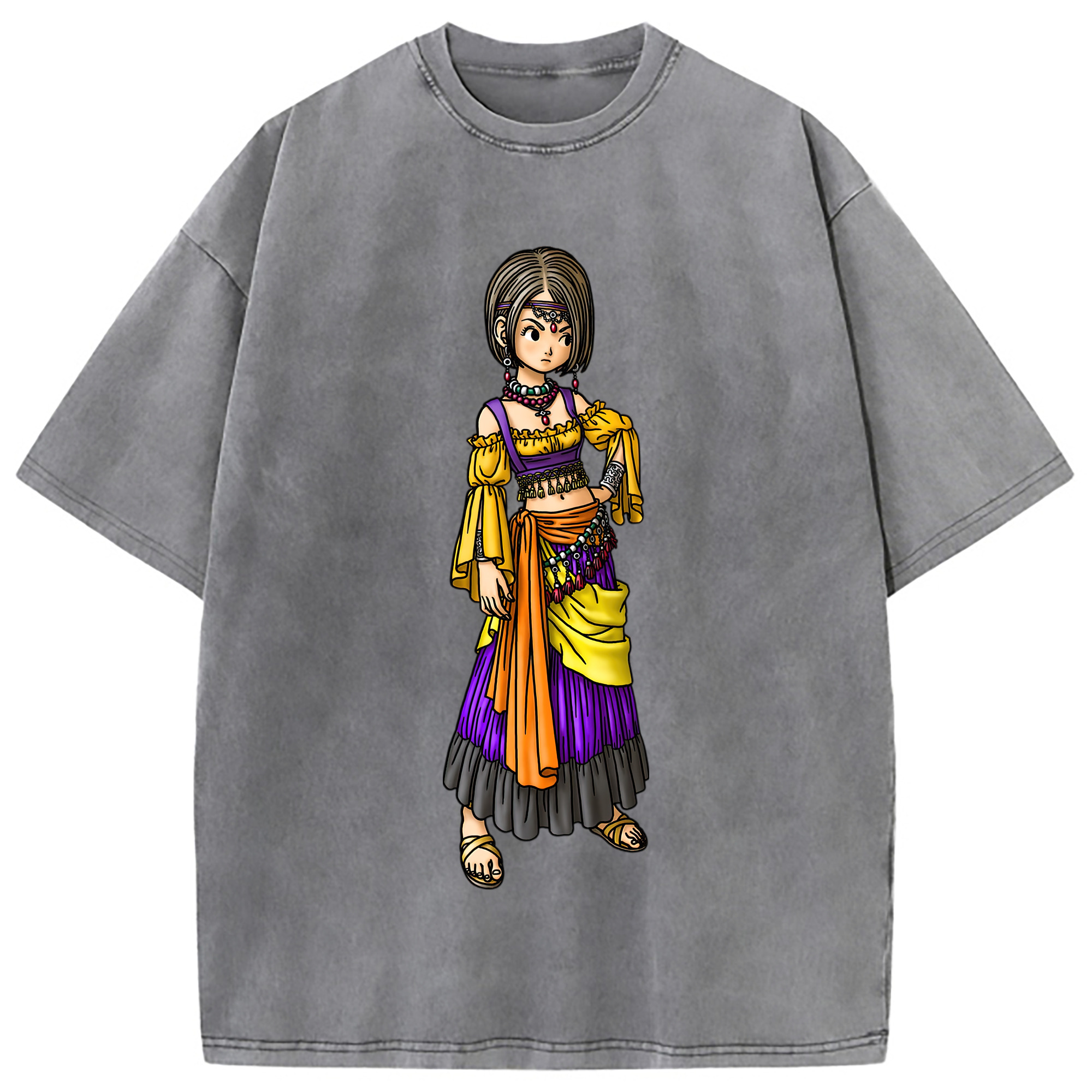 （画像用） ドラゴンクエスト Doragon Kuesuto Dragon Quest 綿100% ヴィンテージ風 半袖Tシャツ（フロントプリント）