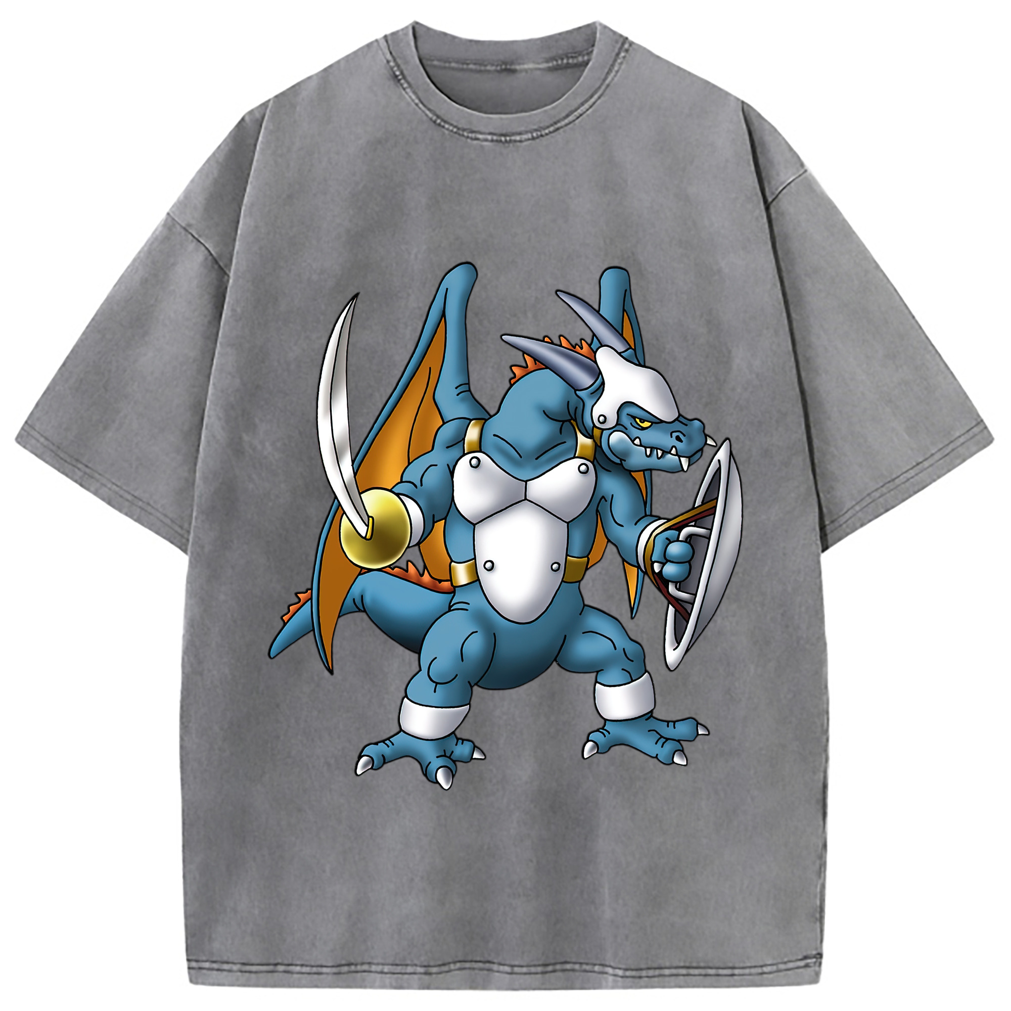 （画像用） ドラゴンクエスト Doragon Kuesuto Dragon Quest 綿100% ヴィンテージ風 半袖Tシャツ（フロントプリント）