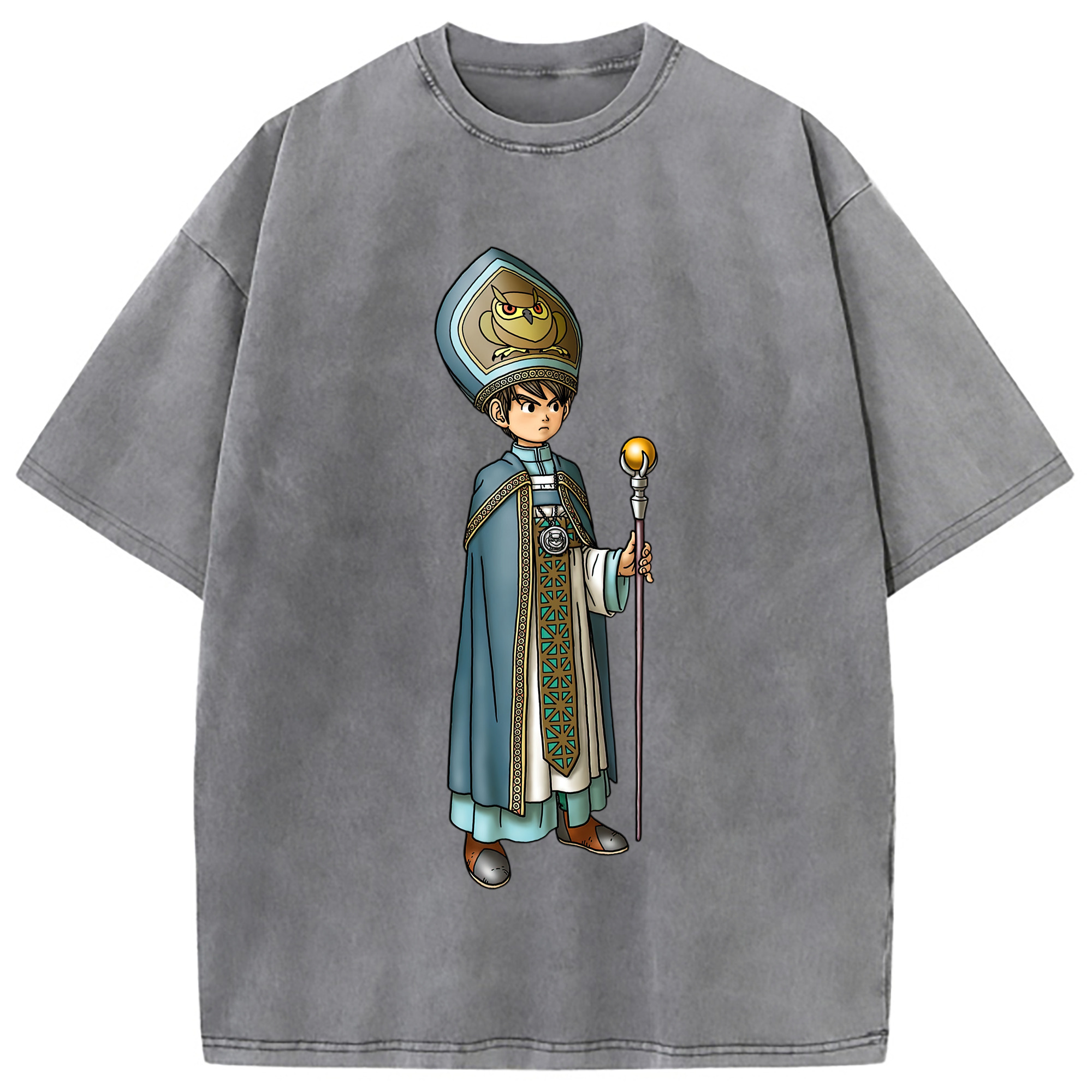 （画像用） ドラゴンクエスト Doragon Kuesuto Dragon Quest 綿100% ヴィンテージ風 半袖Tシャツ（フロントプリント）