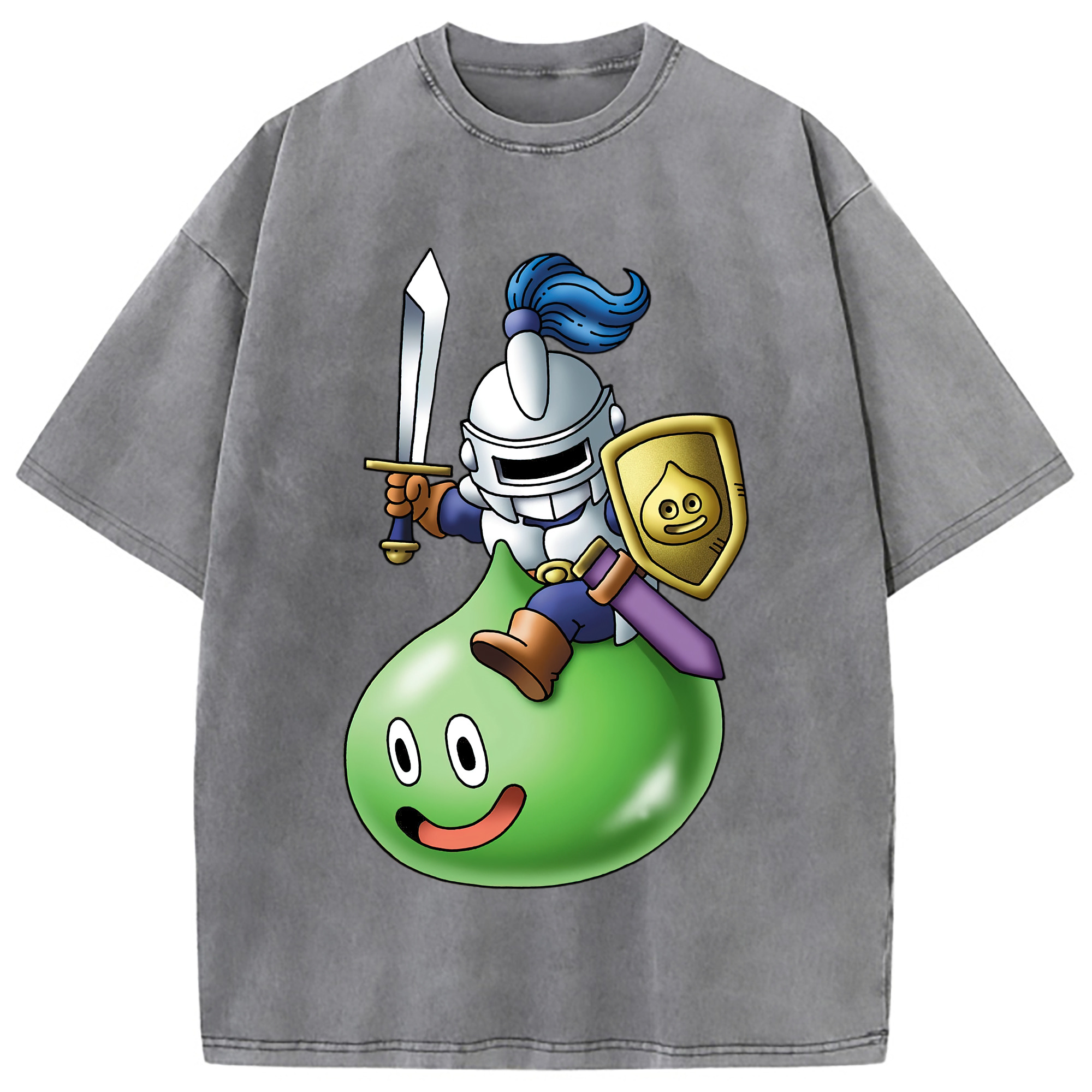 （画像用） ドラゴンクエスト Doragon Kuesuto Dragon Quest 綿100% ヴィンテージ風 半袖Tシャツ（フロントプリント）