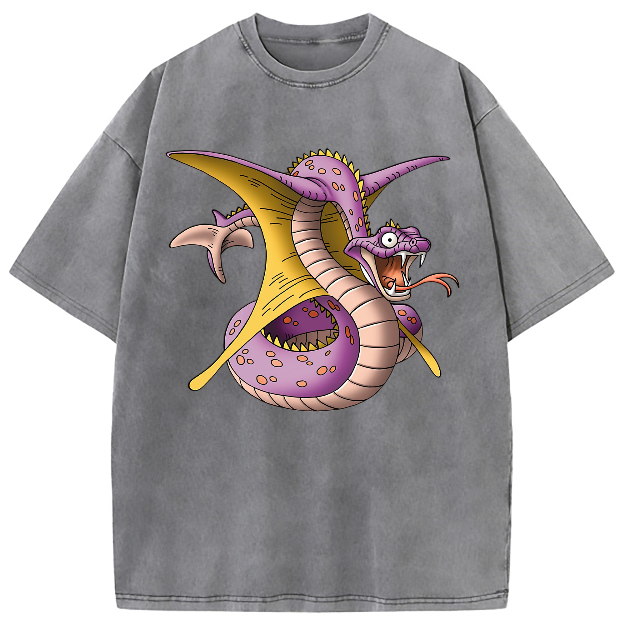 （画像用） ドラゴンクエスト Doragon Kuesuto Dragon Quest 綿100% ヴィンテージ風 半袖Tシャツ（フロントプリント）