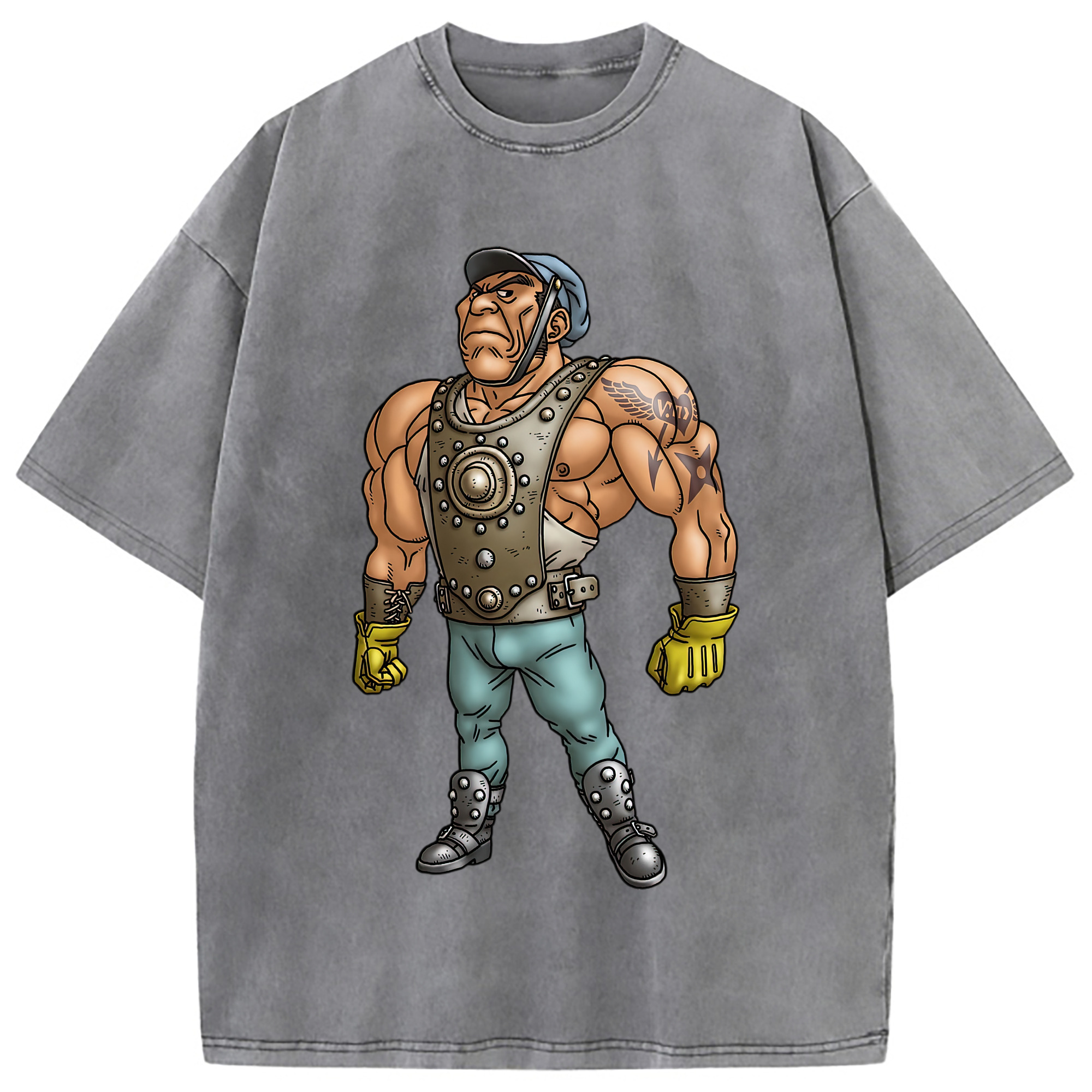 （画像用） ドラゴンクエスト Doragon Kuesuto Dragon Quest 綿100% ヴィンテージ風 半袖Tシャツ（フロントプリント）