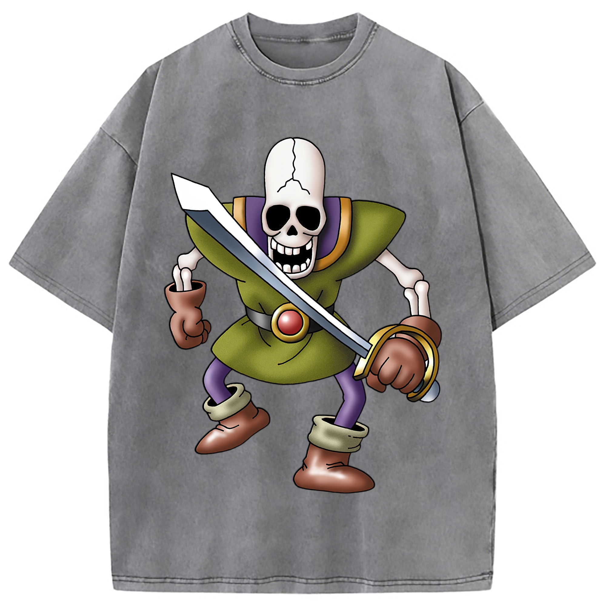 （画像用） ドラゴンクエスト Doragon Kuesuto Dragon Quest 綿100% ヴィンテージ風 半袖Tシャツ（フロントプリント）