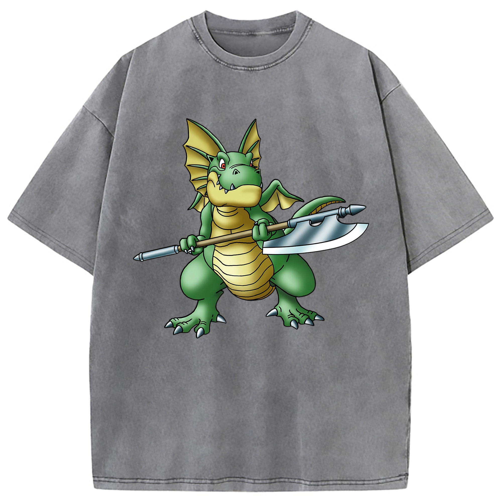 （画像用） ドラゴンクエスト Doragon Kuesuto Dragon Quest 綿100% ヴィンテージ風 半袖Tシャツ（フロントプリント）