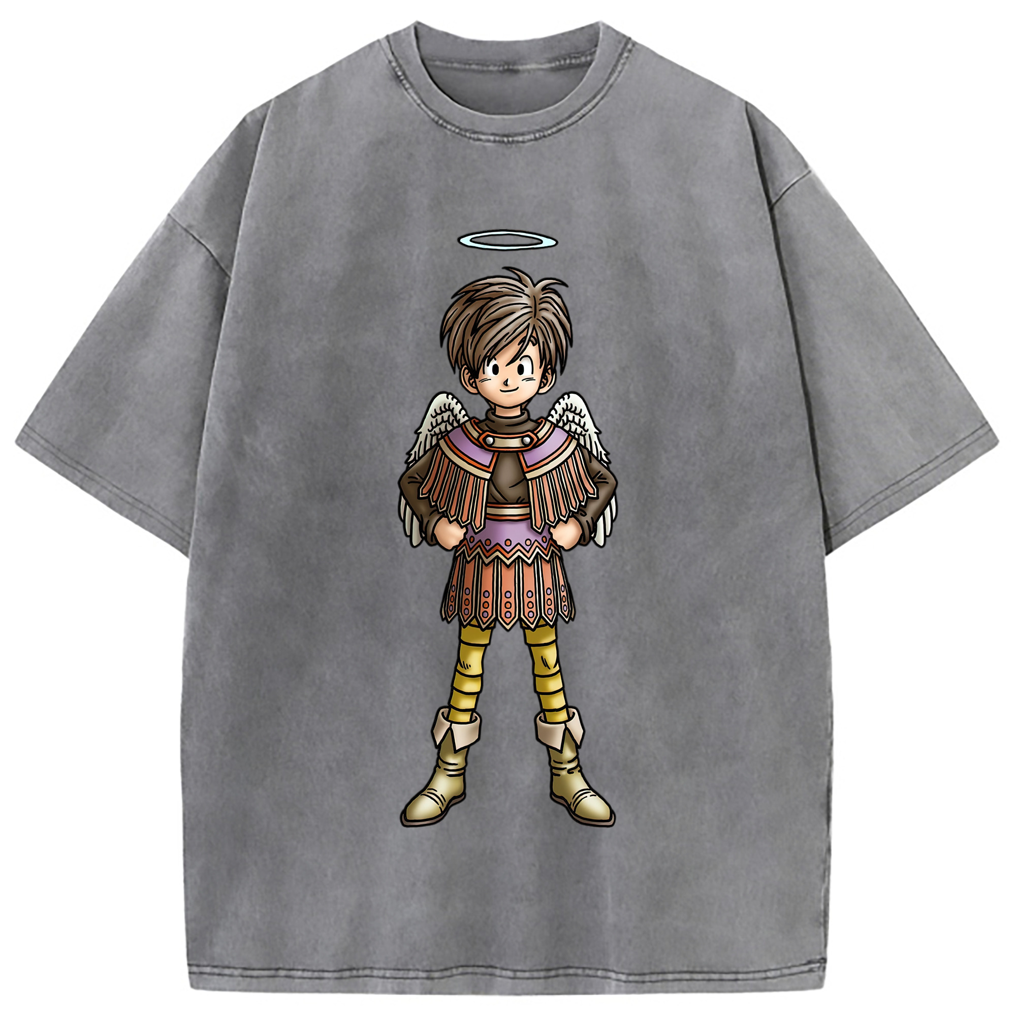 （画像用） ドラゴンクエスト Doragon Kuesuto Dragon Quest 綿100% ヴィンテージ風 半袖Tシャツ（フロントプリント）