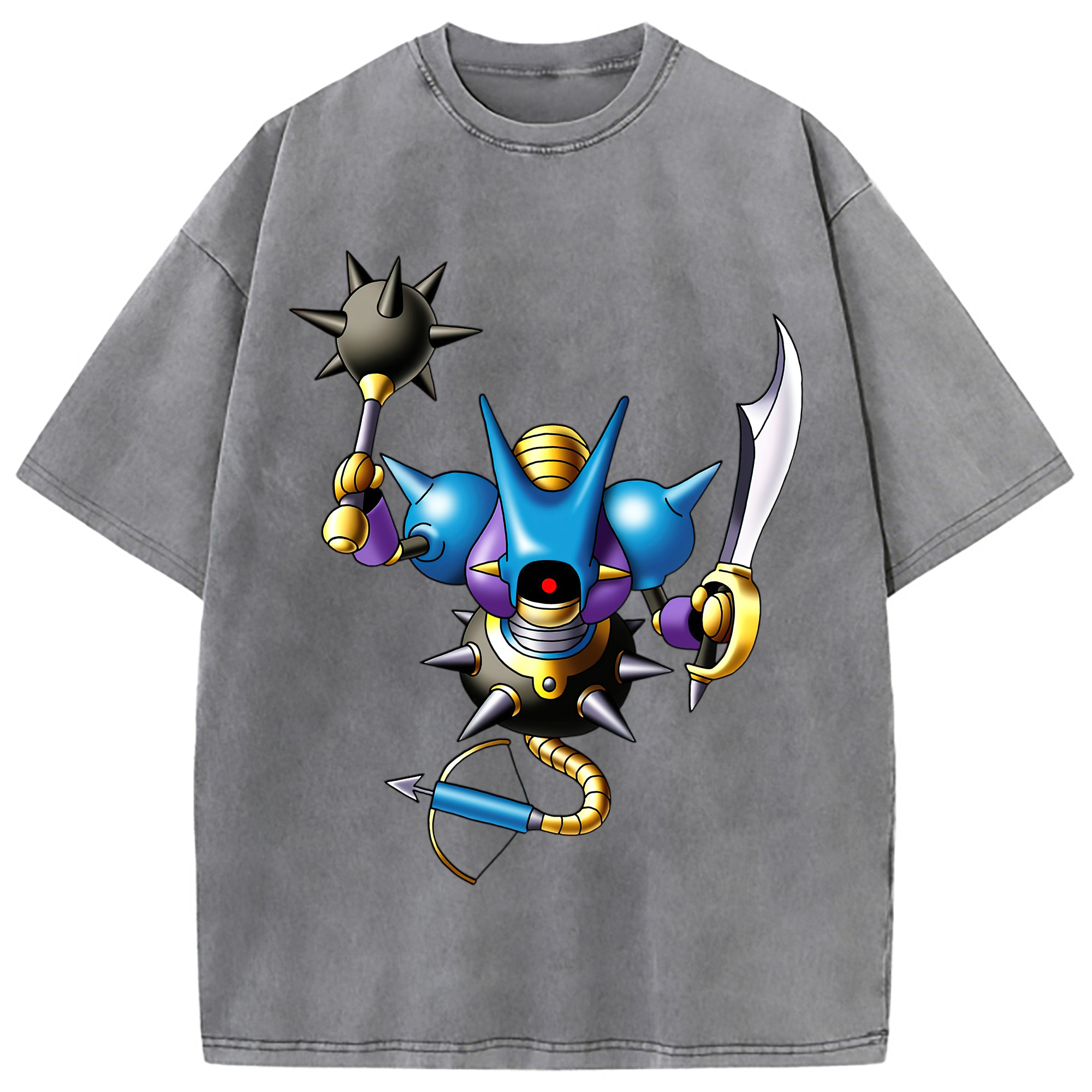 （画像用） ドラゴンクエスト Doragon Kuesuto Dragon Quest 綿100% ヴィンテージ風 半袖Tシャツ（フロントプリント）