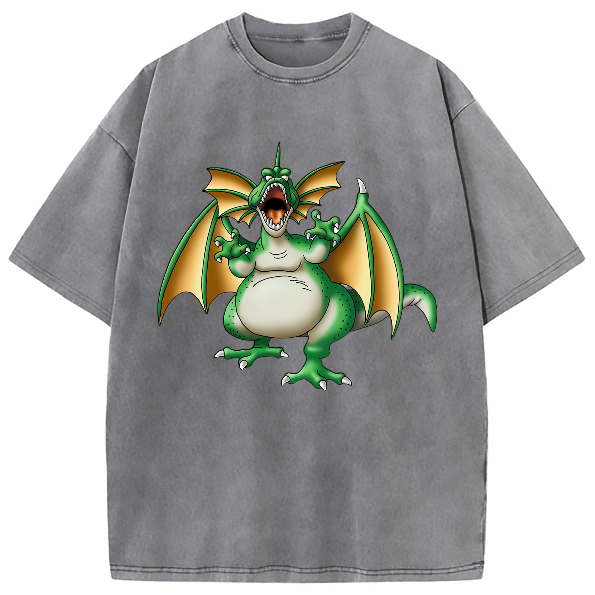 （画像用） ドラゴンクエスト Doragon Kuesuto Dragon Quest 綿100% ヴィンテージ風 半袖Tシャツ（フロントプリント）
