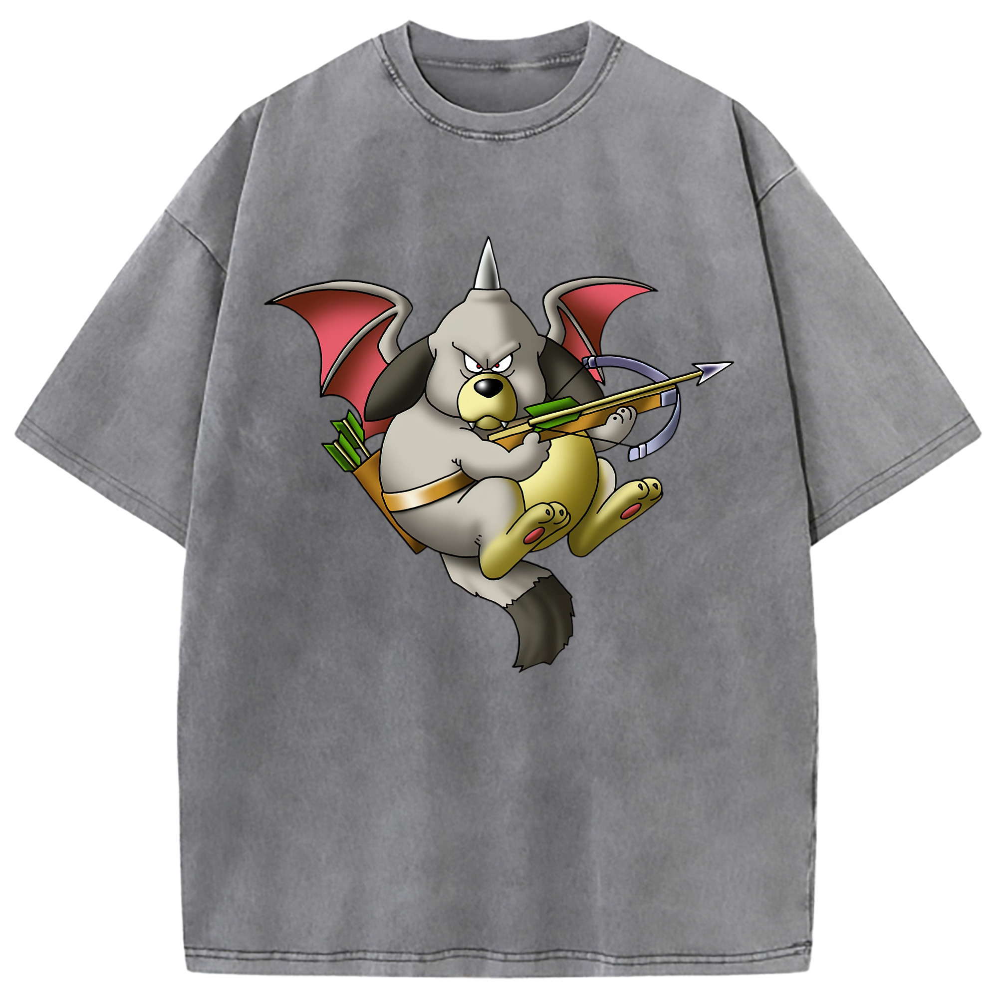 （画像用） ドラゴンクエスト Doragon Kuesuto Dragon Quest 綿100% ヴィンテージ風 半袖Tシャツ（フロントプリント）