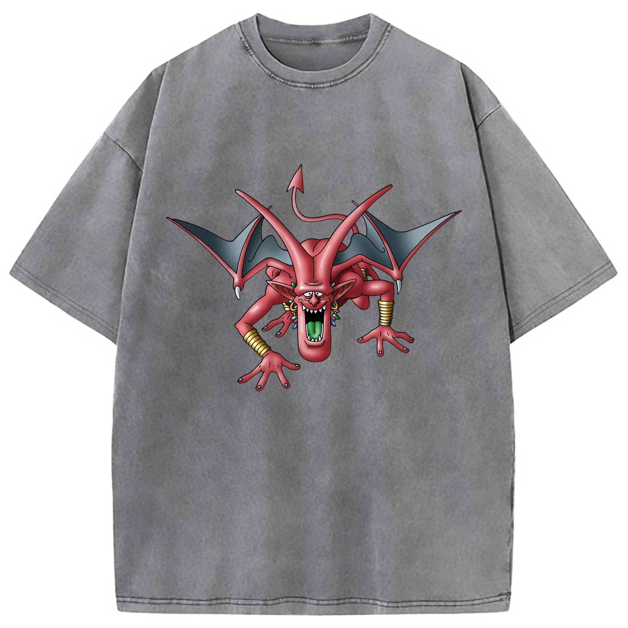 （画像用） ドラゴンクエスト Doragon Kuesuto Dragon Quest 綿100% ヴィンテージ風 半袖Tシャツ（フロントプリント）