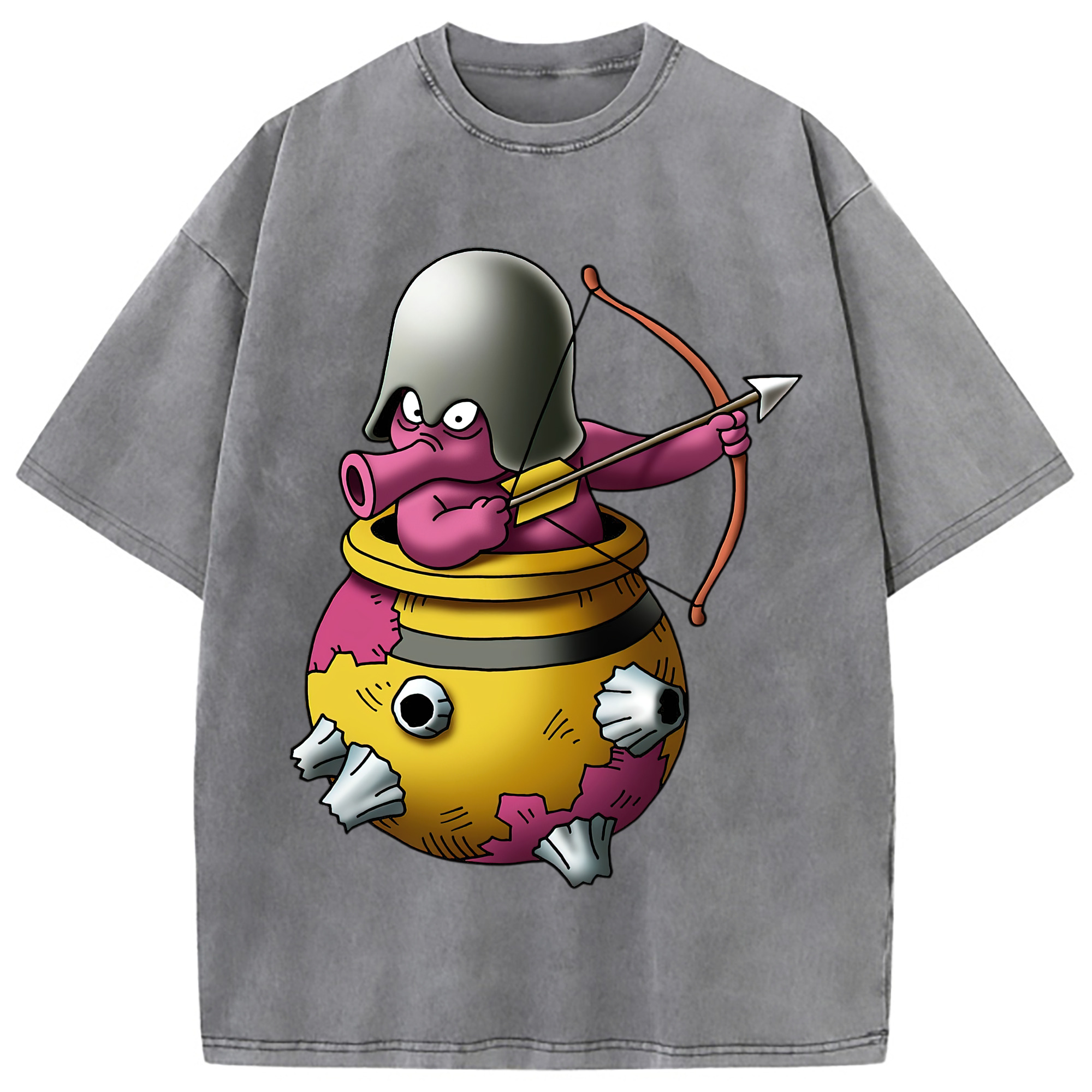 （画像用） ドラゴンクエスト Doragon Kuesuto Dragon Quest 綿100% ヴィンテージ風 半袖Tシャツ（フロントプリント）