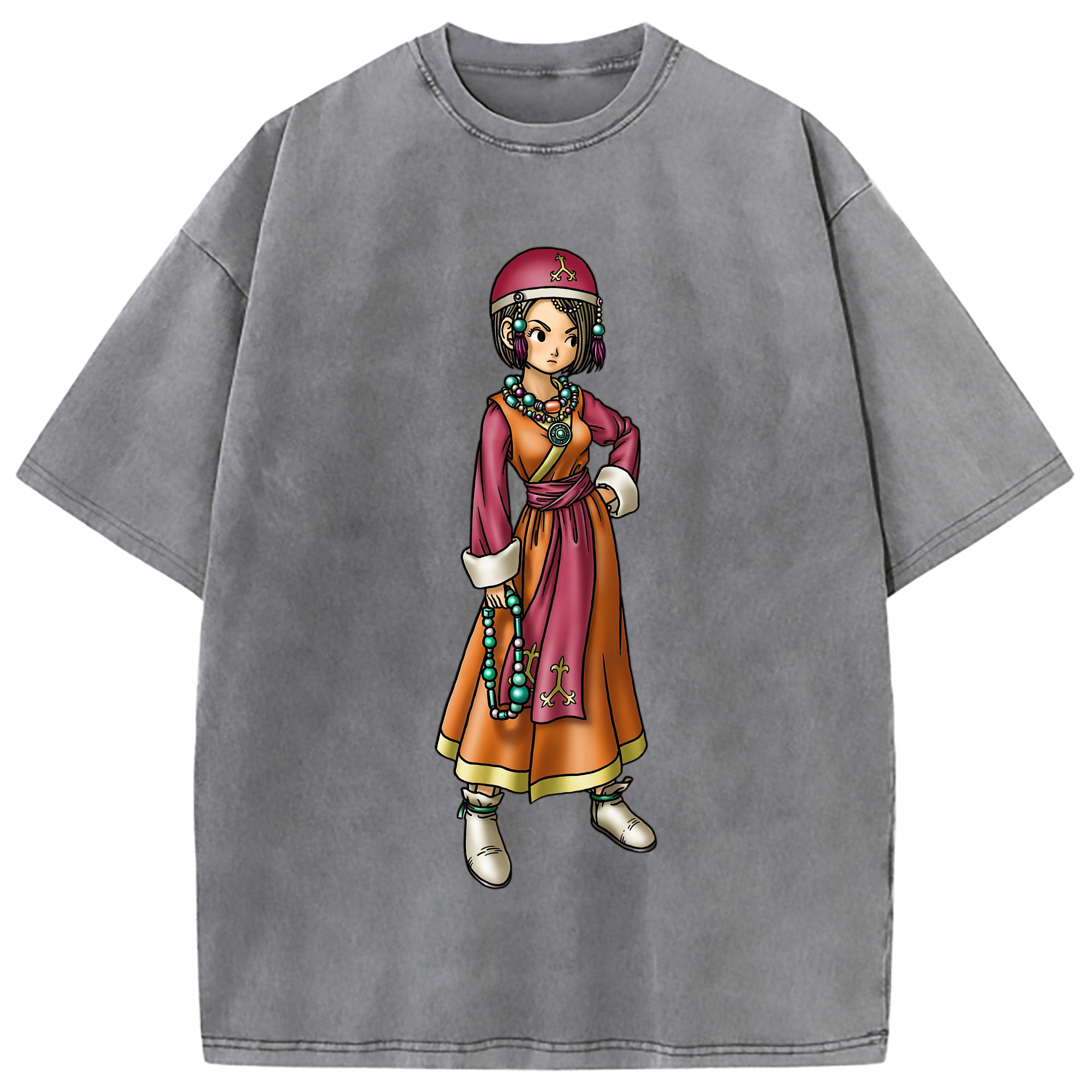 （画像用） ドラゴンクエスト Doragon Kuesuto Dragon Quest 綿100% ヴィンテージ風 半袖Tシャツ（フロントプリント）