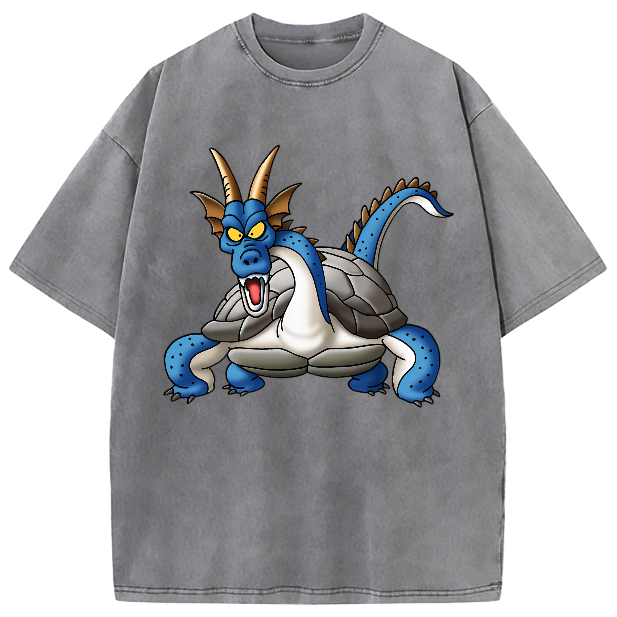 （画像用） ドラゴンクエスト Doragon Kuesuto Dragon Quest 綿100% ヴィンテージ風 半袖Tシャツ（フロントプリント）