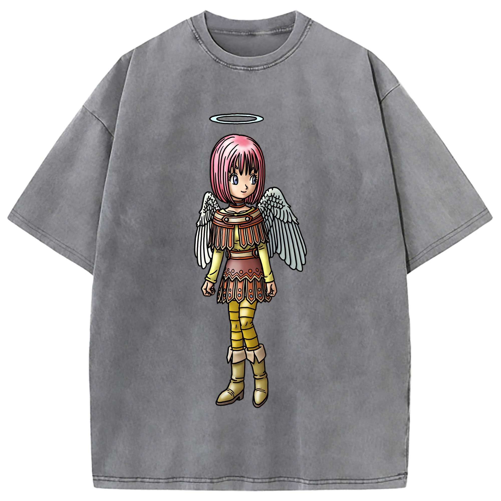 （画像用） ドラゴンクエスト Doragon Kuesuto Dragon Quest 綿100% ヴィンテージ風 半袖Tシャツ（フロントプリント）