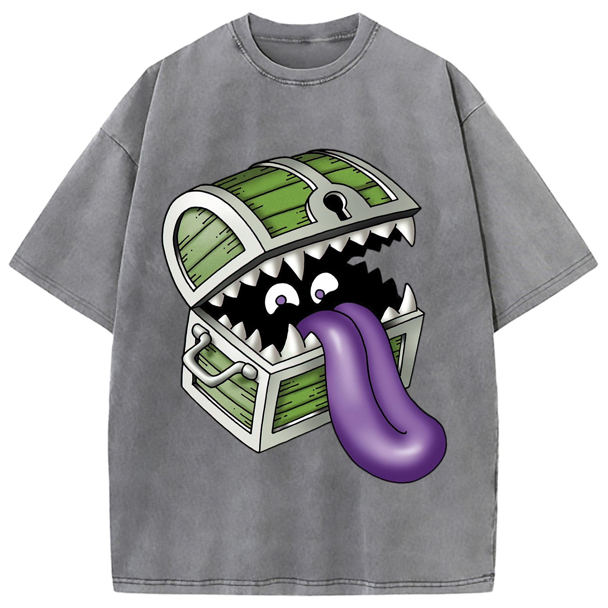 （画像用） ドラゴンクエスト Doragon Kuesuto Dragon Quest 綿100% ヴィンテージ風 半袖Tシャツ（フロントプリント）