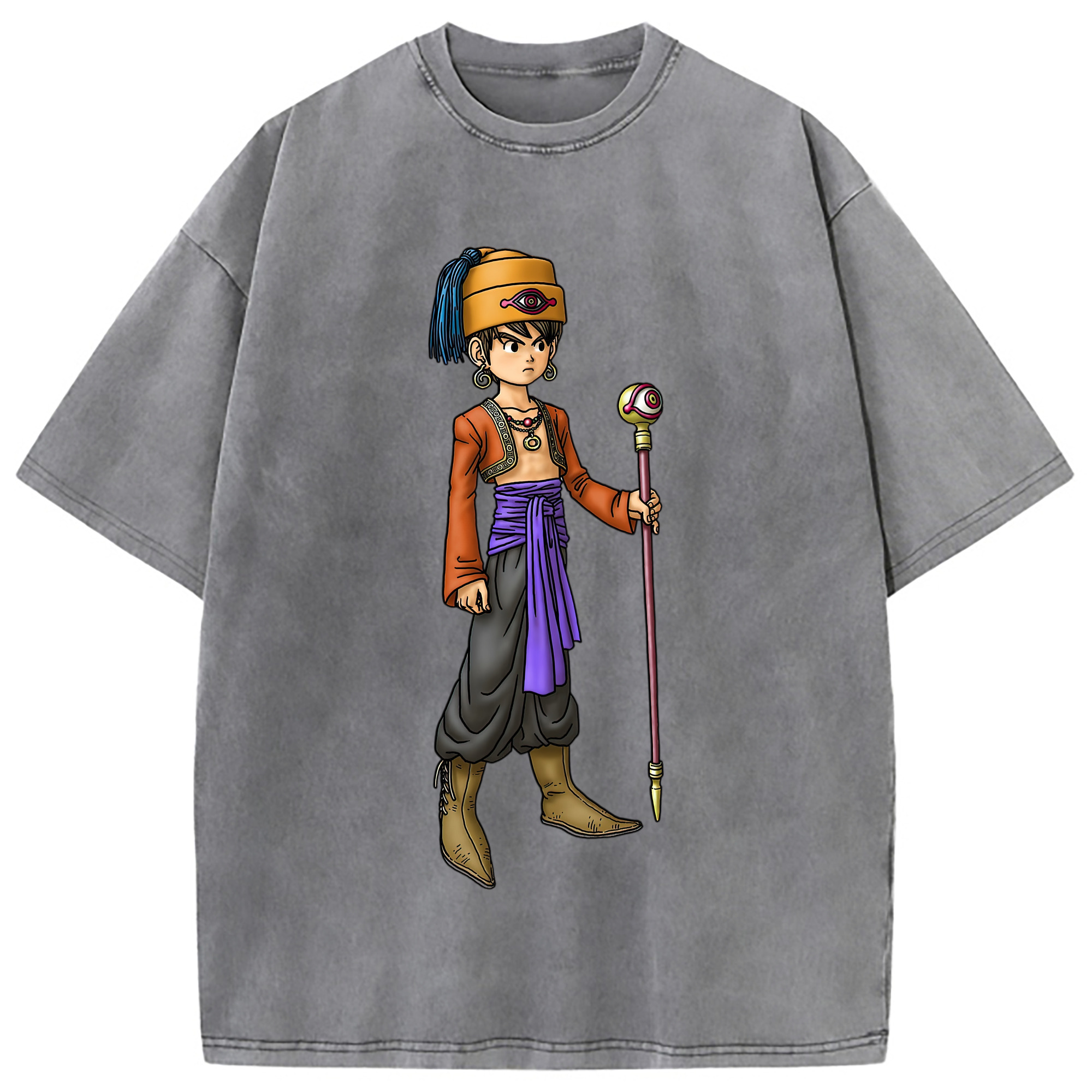 （画像用） ドラゴンクエスト Doragon Kuesuto Dragon Quest 綿100% ヴィンテージ風 半袖Tシャツ（フロントプリント）