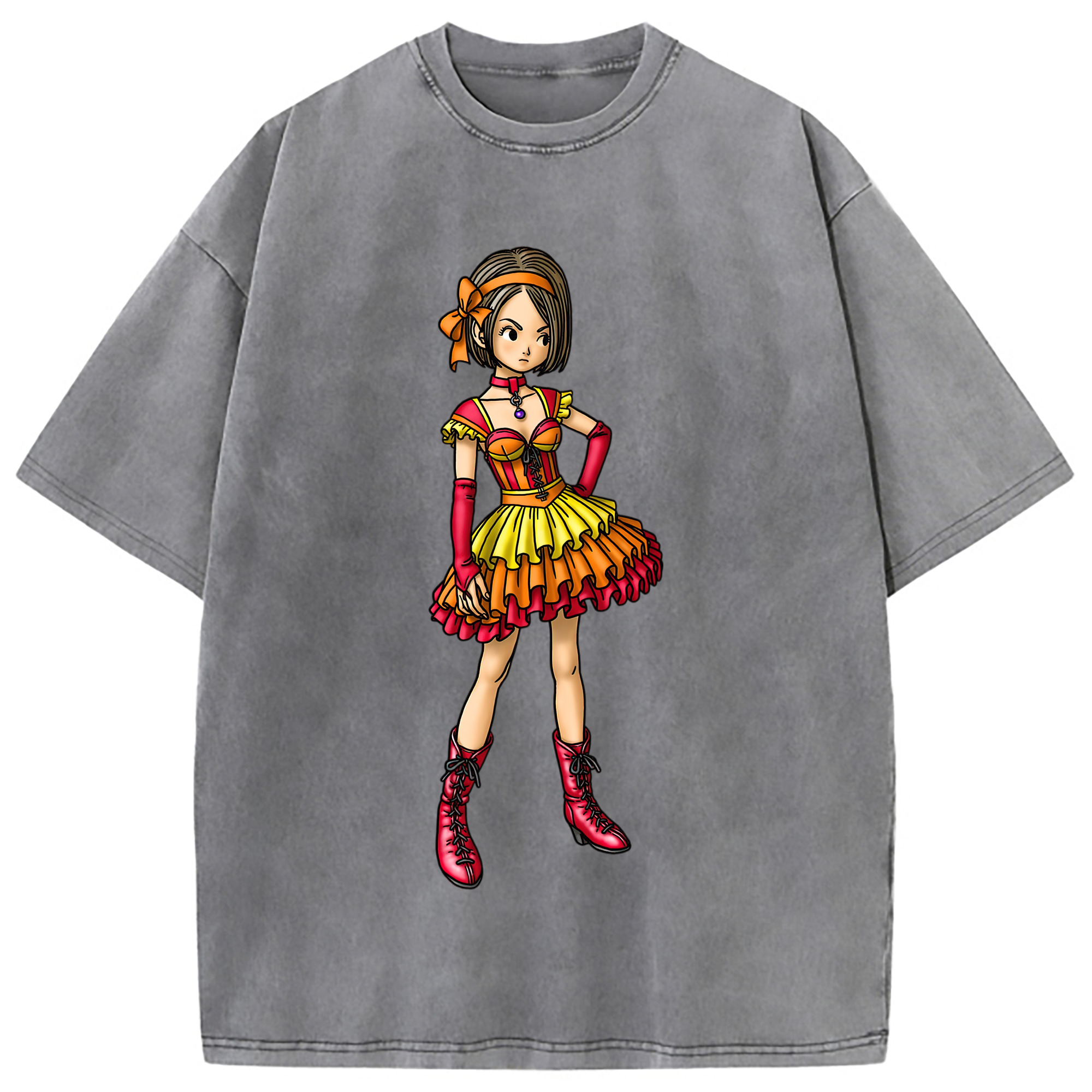 （画像用） ドラゴンクエスト Doragon Kuesuto Dragon Quest 綿100% ヴィンテージ風 半袖Tシャツ（フロントプリント）
