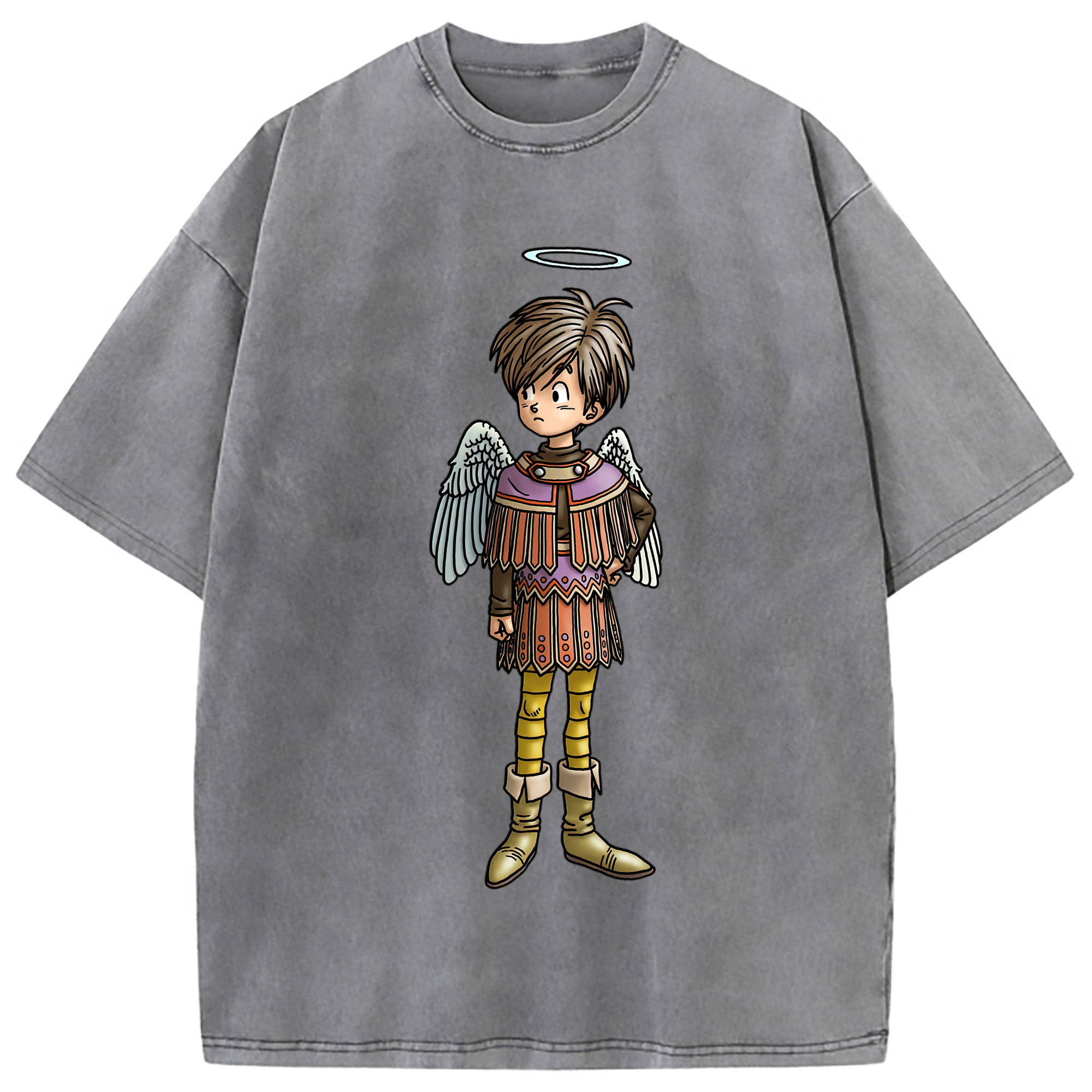 （画像用） ドラゴンクエスト Doragon Kuesuto Dragon Quest 綿100% ヴィンテージ風 半袖Tシャツ（フロントプリント）