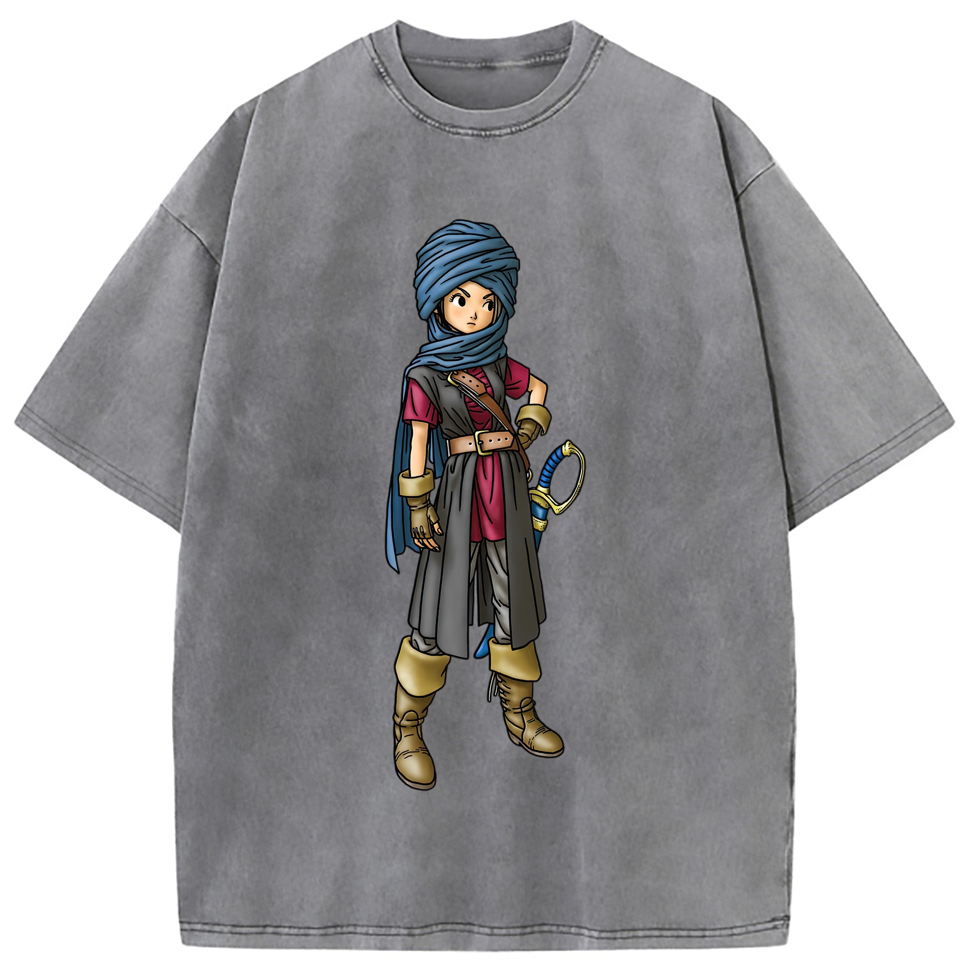 （画像用） ドラゴンクエスト Doragon Kuesuto Dragon Quest 綿100% ヴィンテージ風 半袖Tシャツ（フロントプリント）