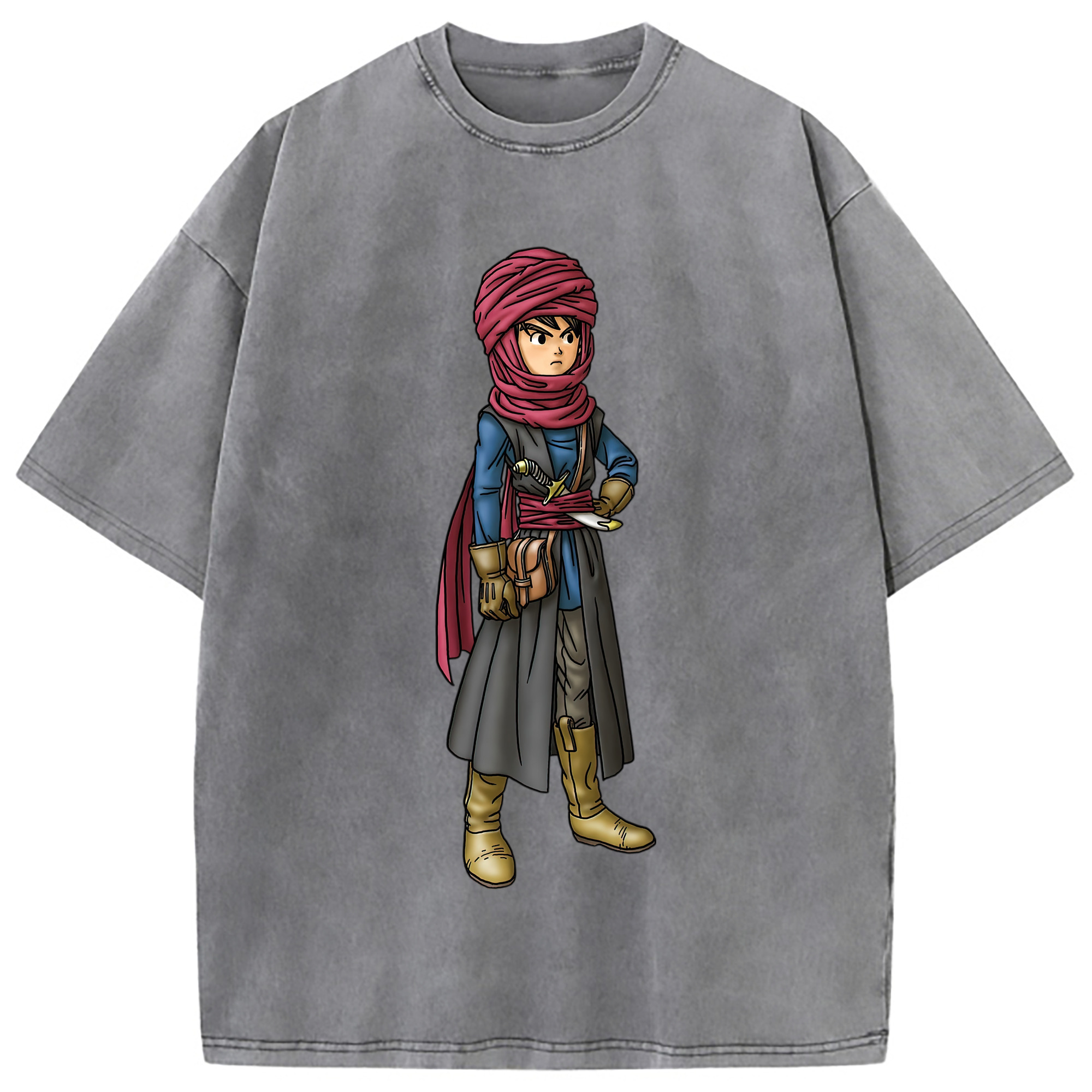 （画像用） ドラゴンクエスト Doragon Kuesuto Dragon Quest 綿100% ヴィンテージ風 半袖Tシャツ（フロントプリント）