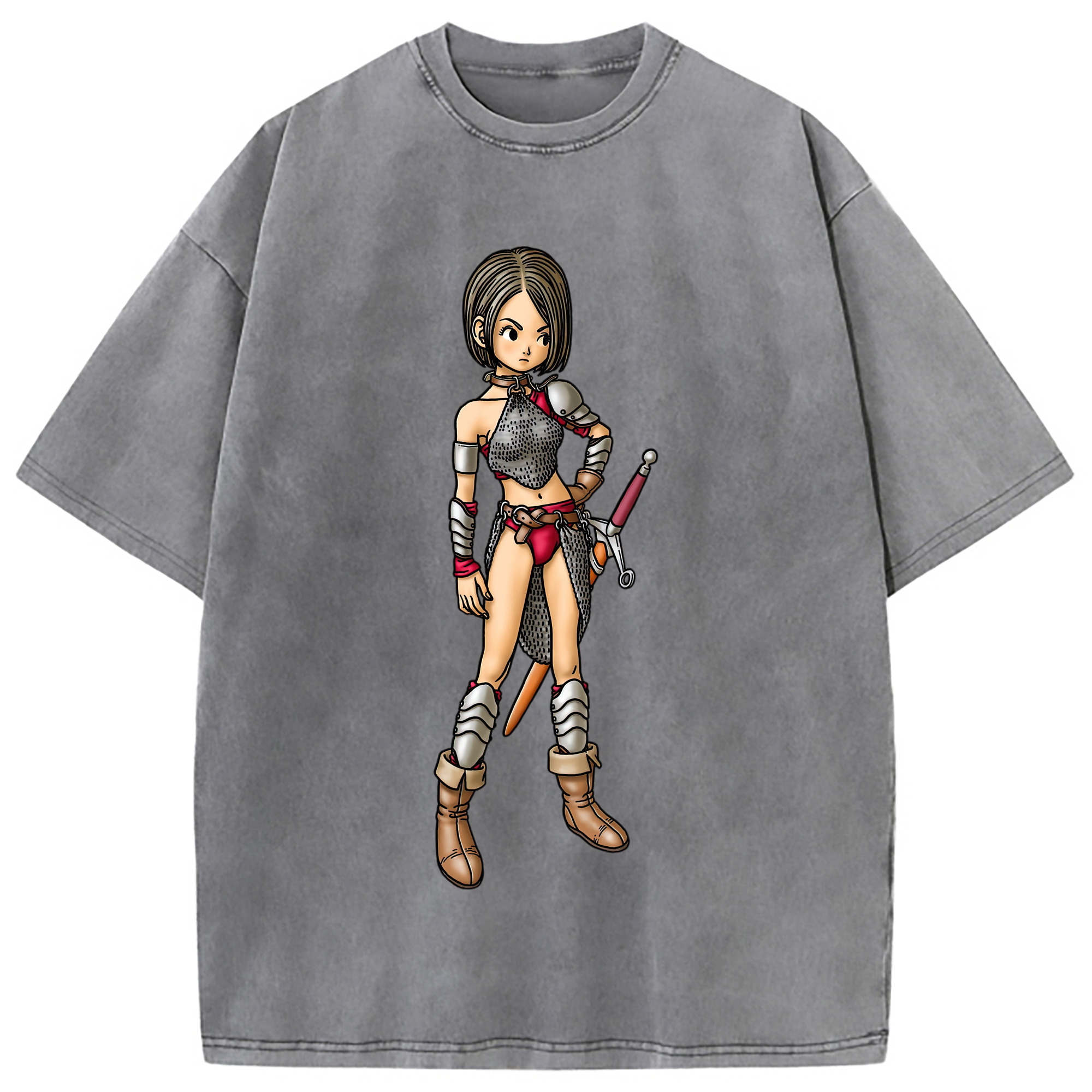 （画像用） ドラゴンクエスト Doragon Kuesuto Dragon Quest 綿100% ヴィンテージ風 半袖Tシャツ（フロントプリント）