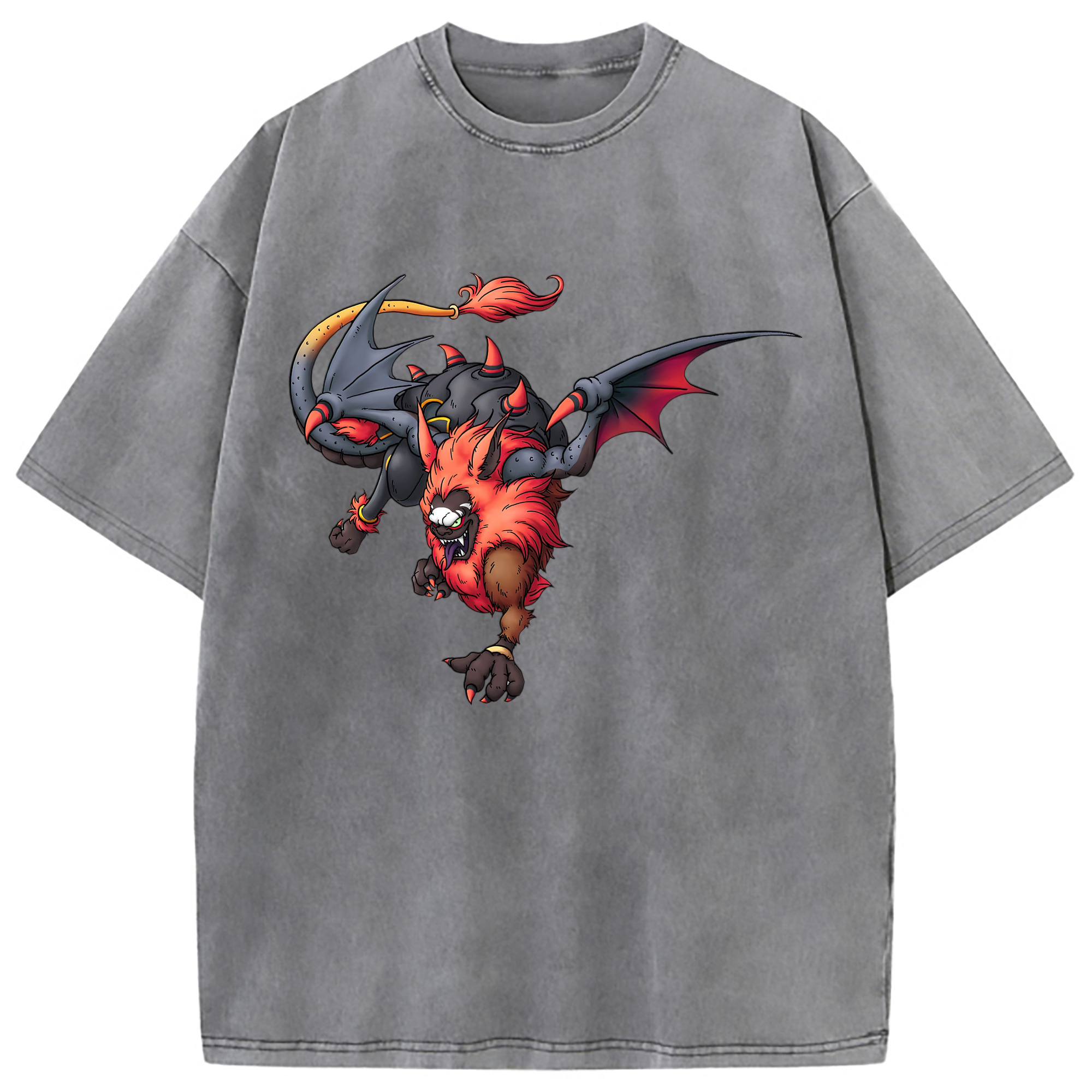 （画像用） ドラゴンクエスト Doragon Kuesuto Dragon Quest 綿100% ヴィンテージ風 半袖Tシャツ（フロントプリント）