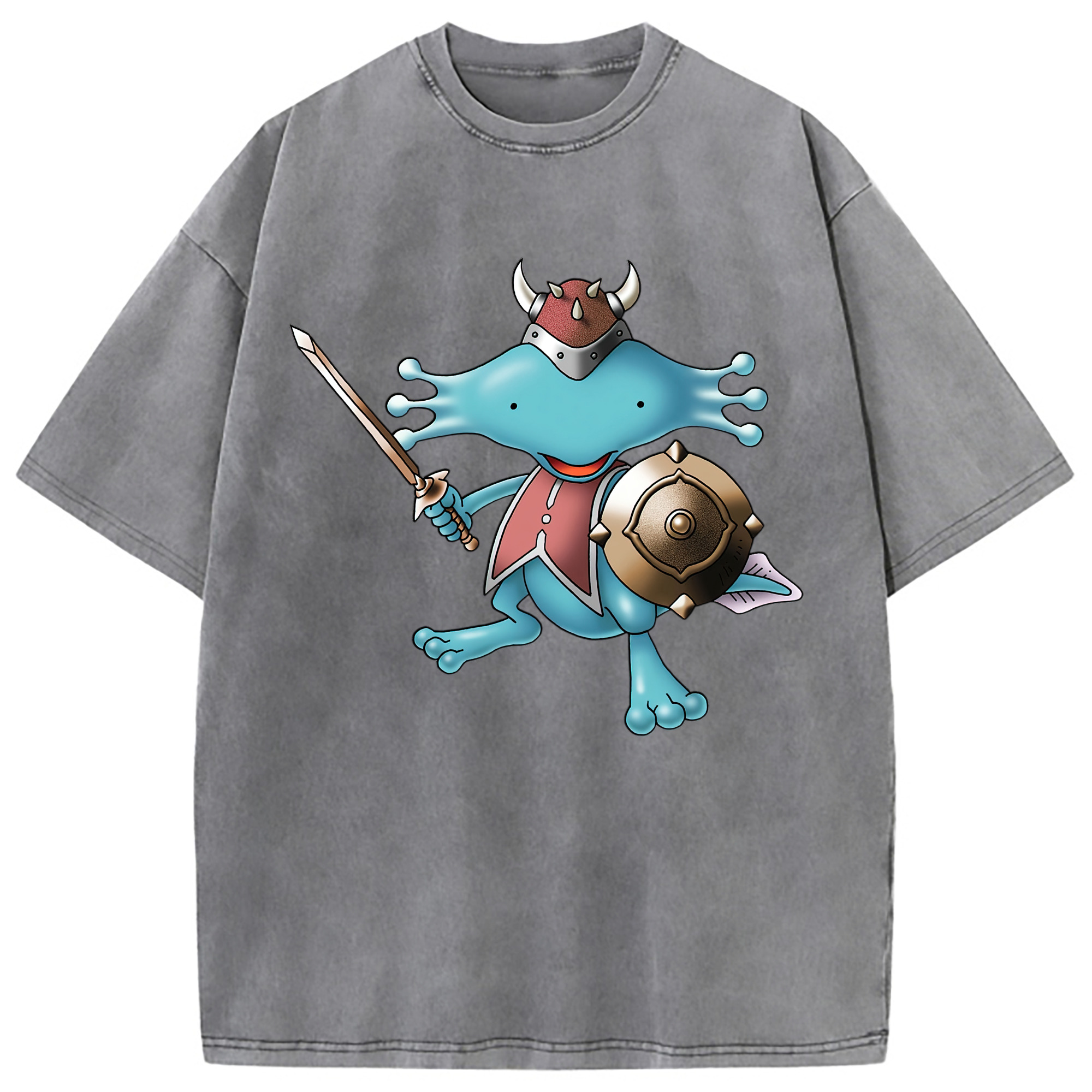 （画像用） ドラゴンクエスト Doragon Kuesuto Dragon Quest 綿100% ヴィンテージ風 半袖Tシャツ（フロントプリント）