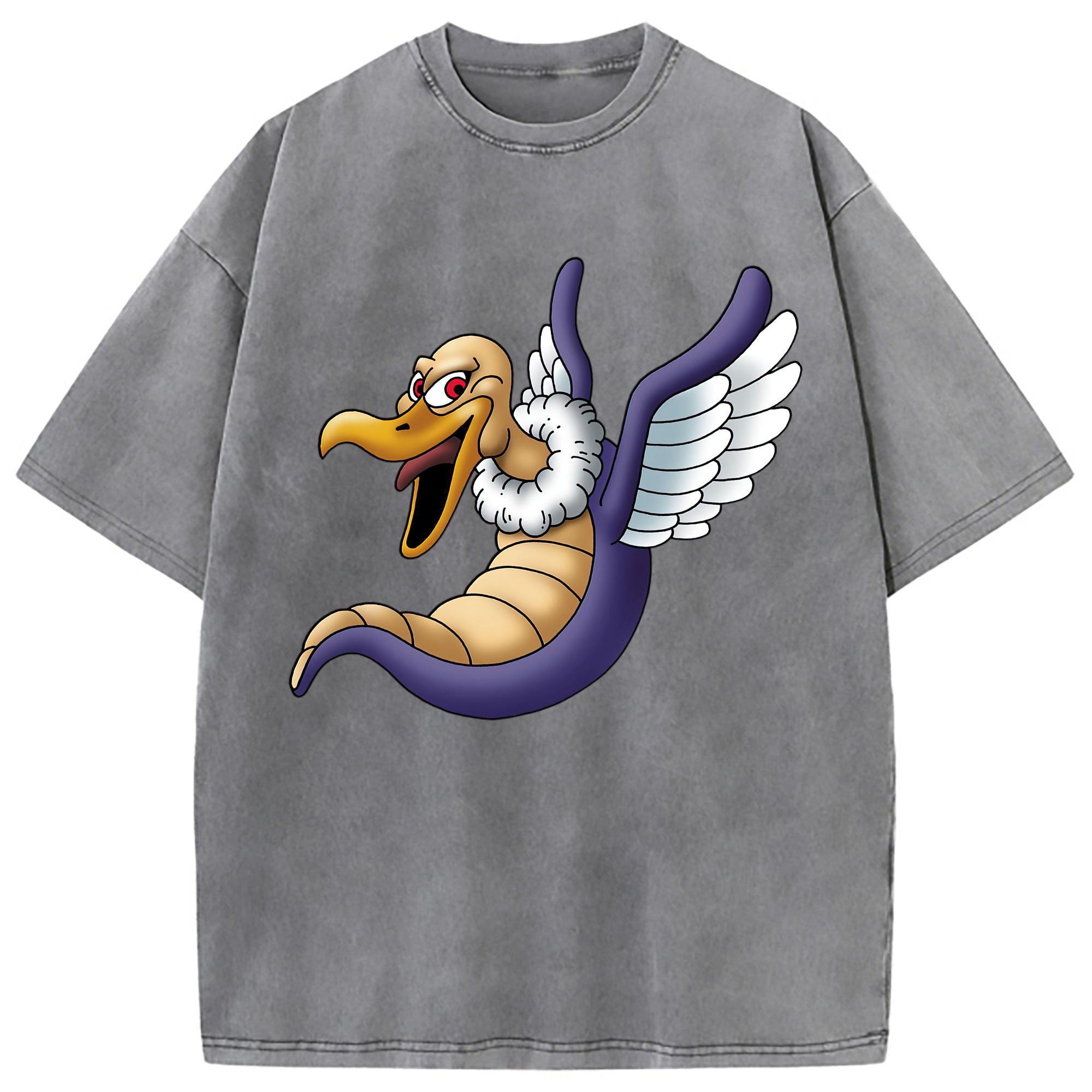 （画像用） ドラゴンクエスト Doragon Kuesuto Dragon Quest 綿100% ヴィンテージ風 半袖Tシャツ（フロントプリント）