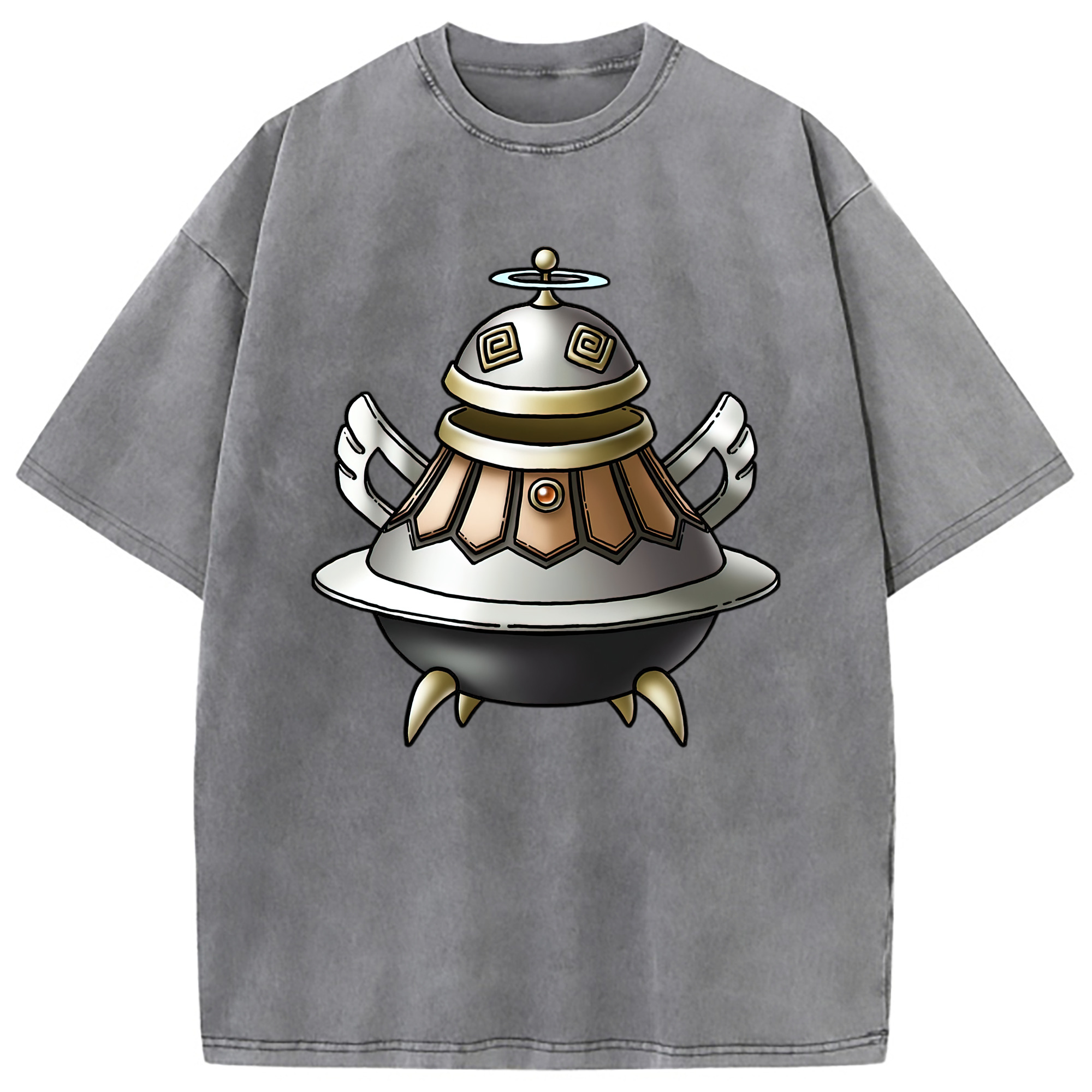 （画像用） ドラゴンクエスト Doragon Kuesuto Dragon Quest 綿100% ヴィンテージ風 半袖Tシャツ（フロントプリント）