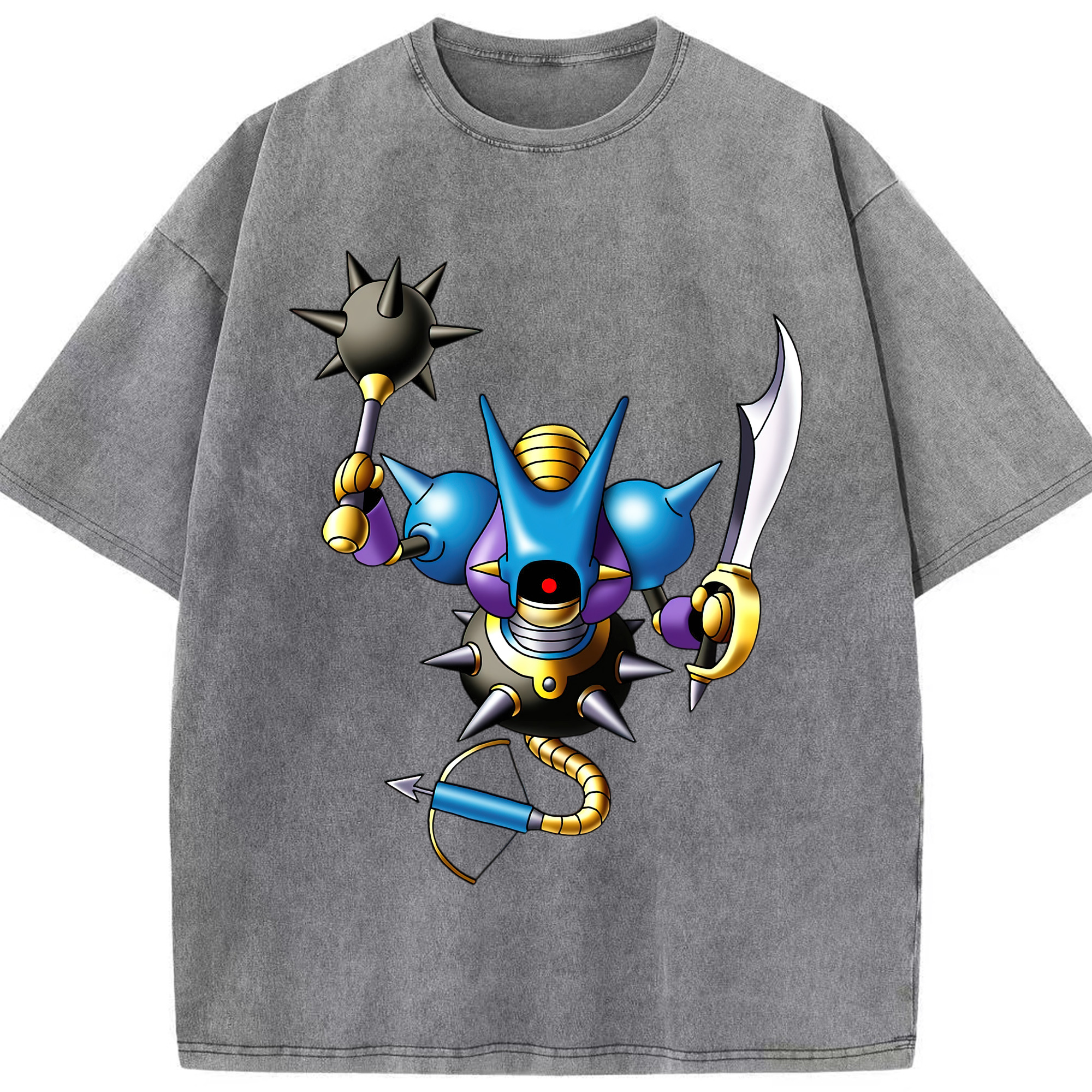 （画像用） ドラゴンクエスト Doragon Kuesuto Dragon Quest 綿100% ヴィンテージ風 半袖Tシャツ（フロントプリント）
