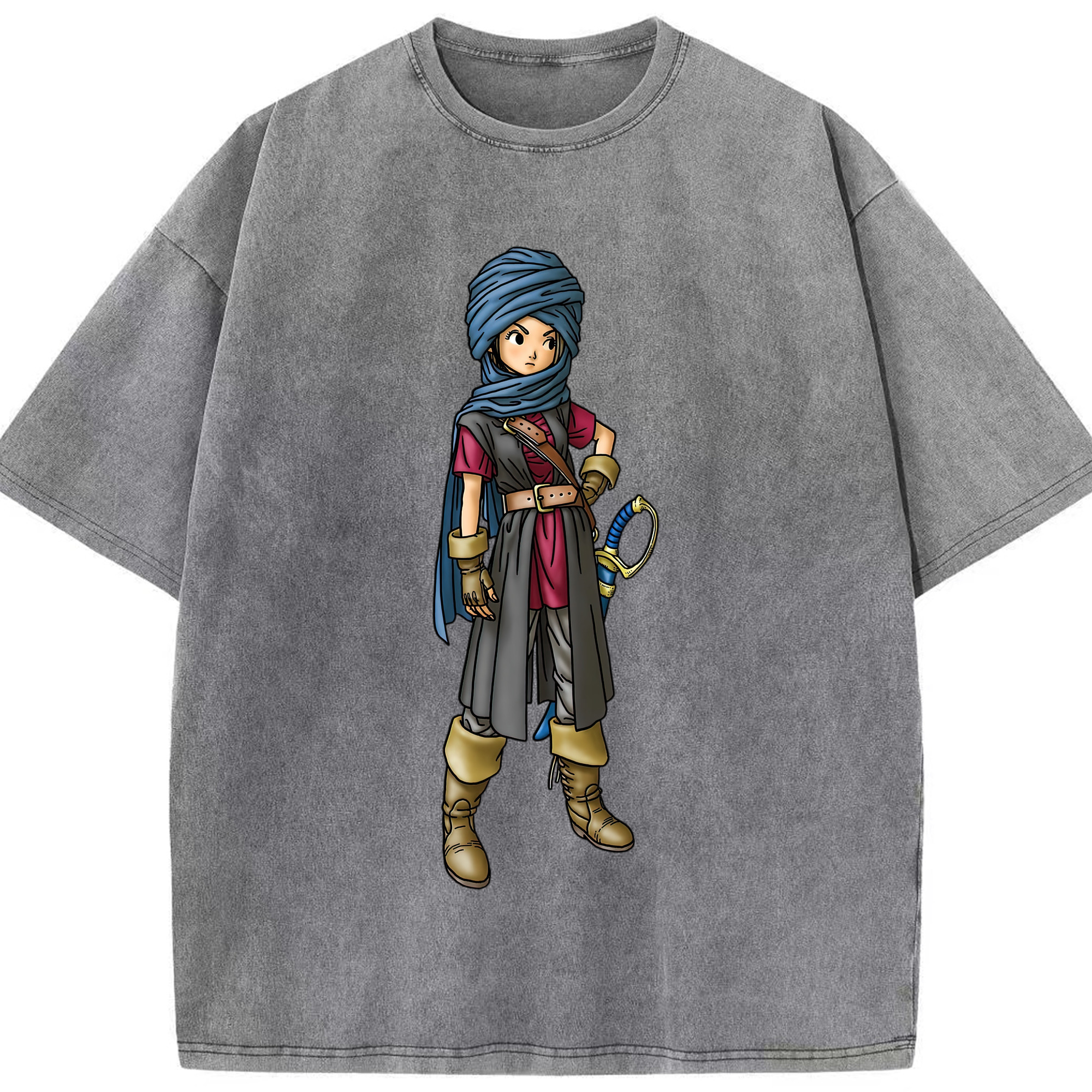 （画像用） ドラゴンクエスト Doragon Kuesuto Dragon Quest 綿100% ヴィンテージ風 半袖Tシャツ（フロントプリント）